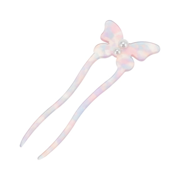 Unique Bargains Simple Comfortable No Slip Butterfly Hair Forks for Women 1 Pc Purple, Pink