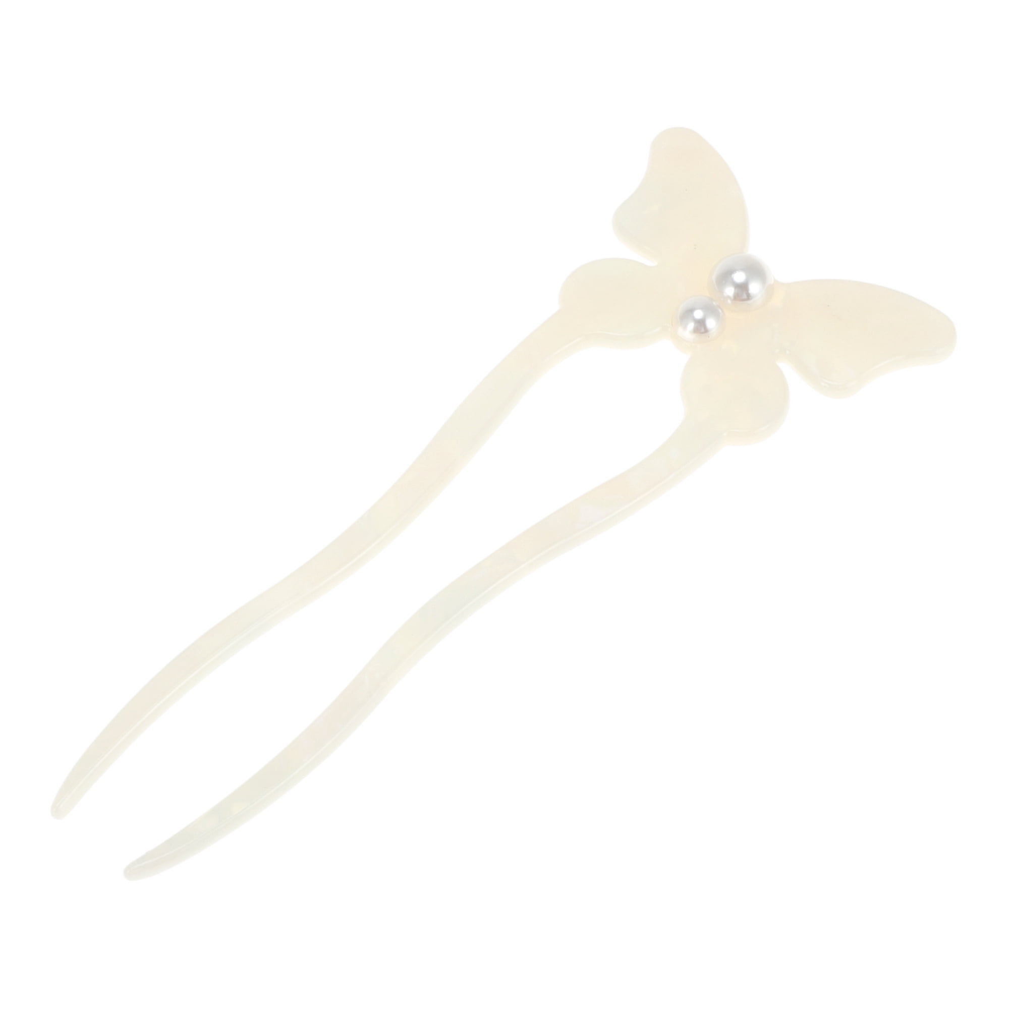 Unique Bargains Simple Comfortable No Slip Butterfly Hair Forks for Women 1 Pc White