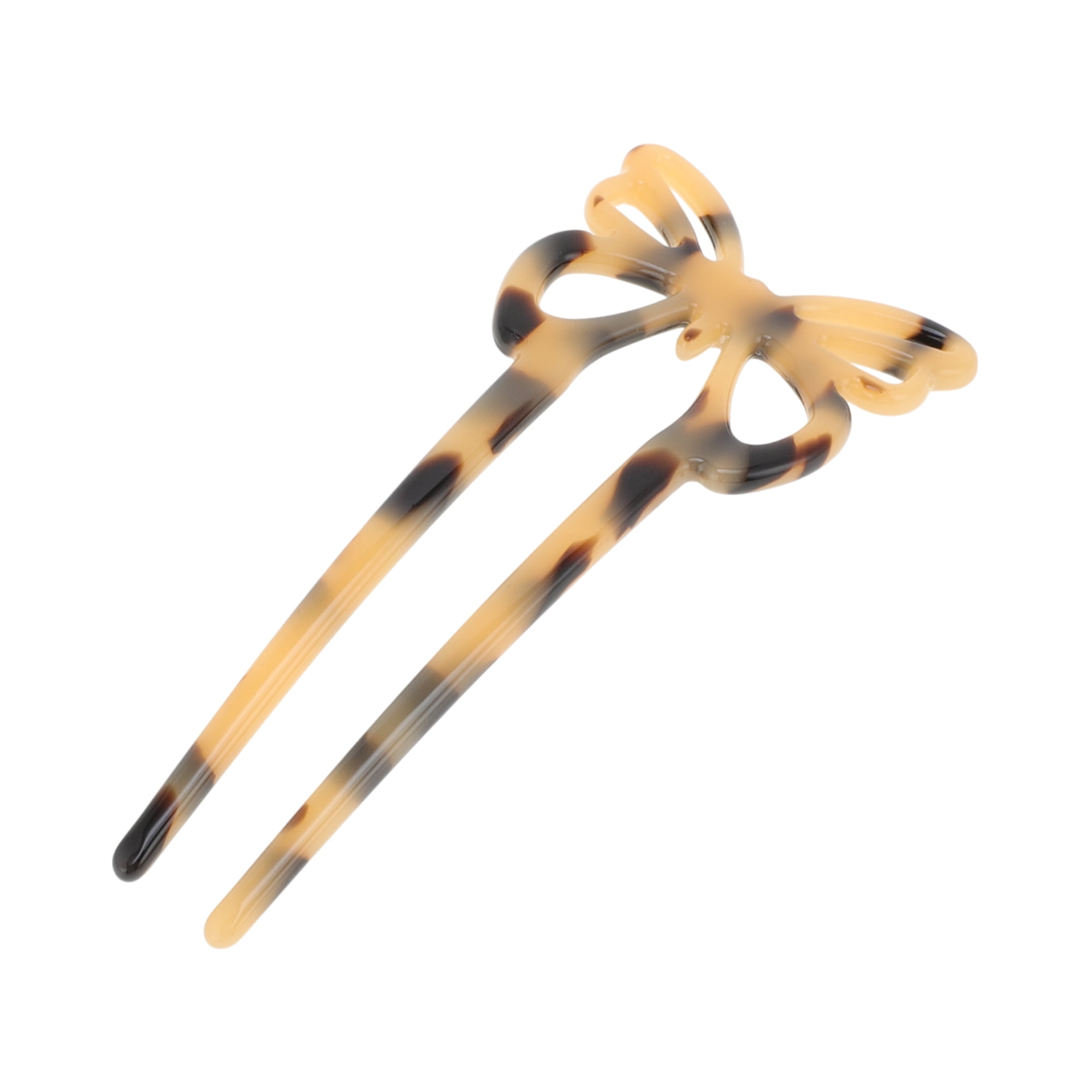 Unique Bargains Butterfly Hair Stick Fork Pins for Women 1 Pc White, Coffee Color