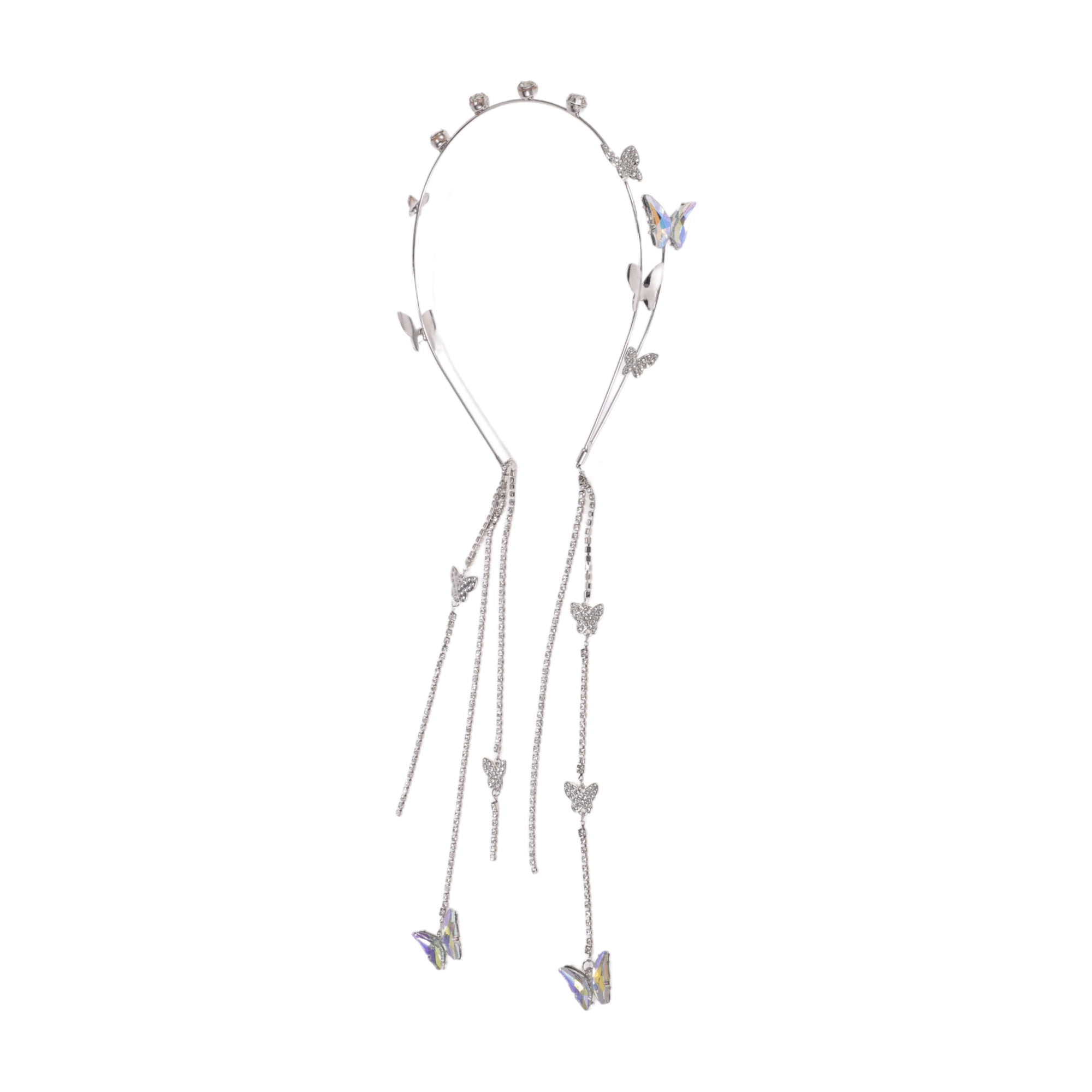 Unique Bargains Butterfly Headband Silver Tone Tassel  display picture 2