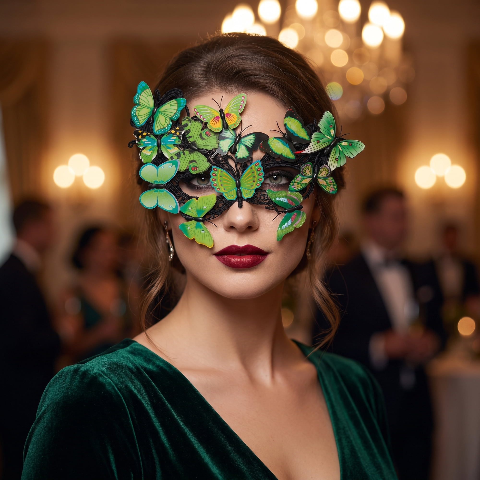 Unique Bargains Butterfly Masquerade Venetian Mask for Costume Party Green 9.8" x 7.1"