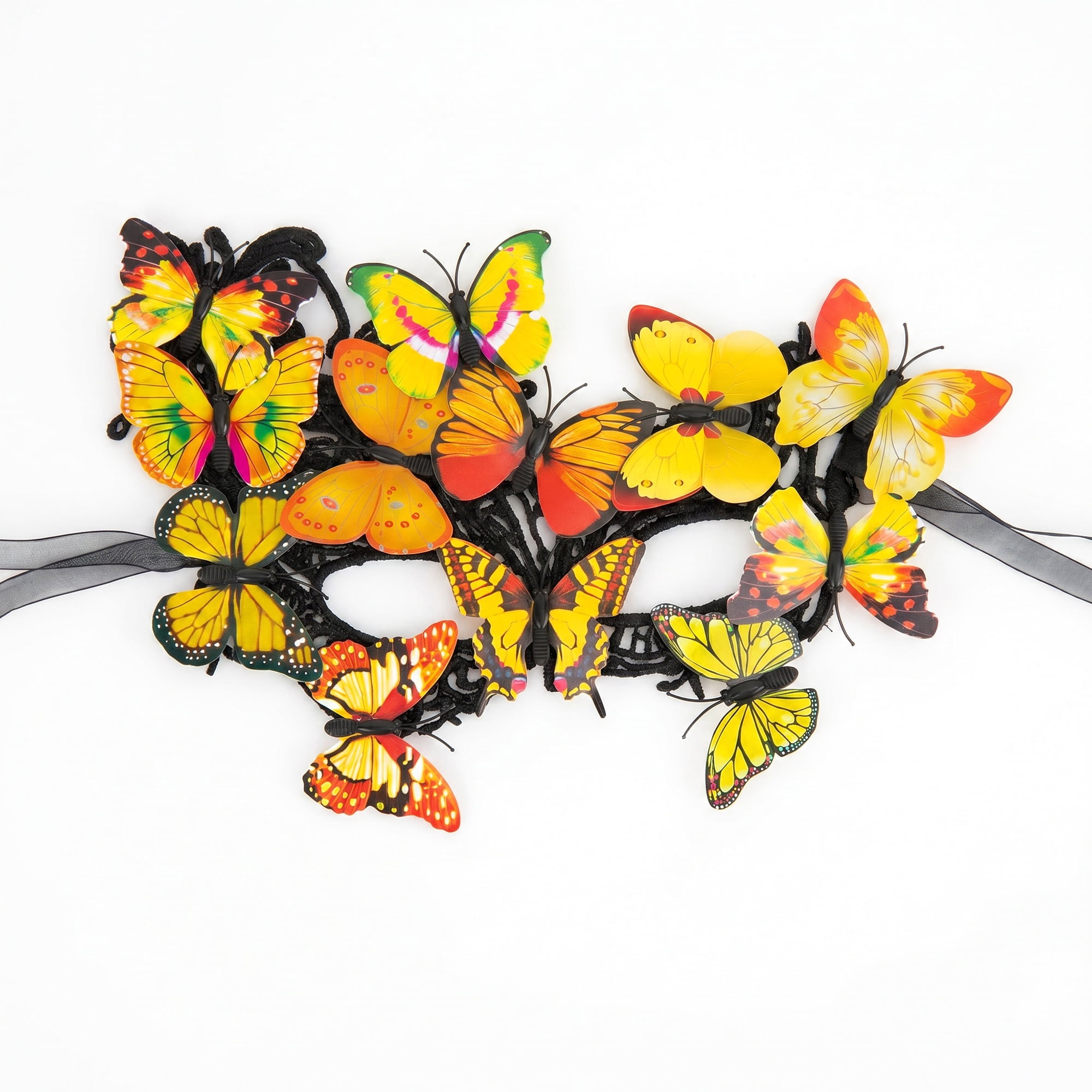 Unique Bargains Butterfly Masquerade Venetian Mask for Costume Party Yellow 9.8" x 7.1"