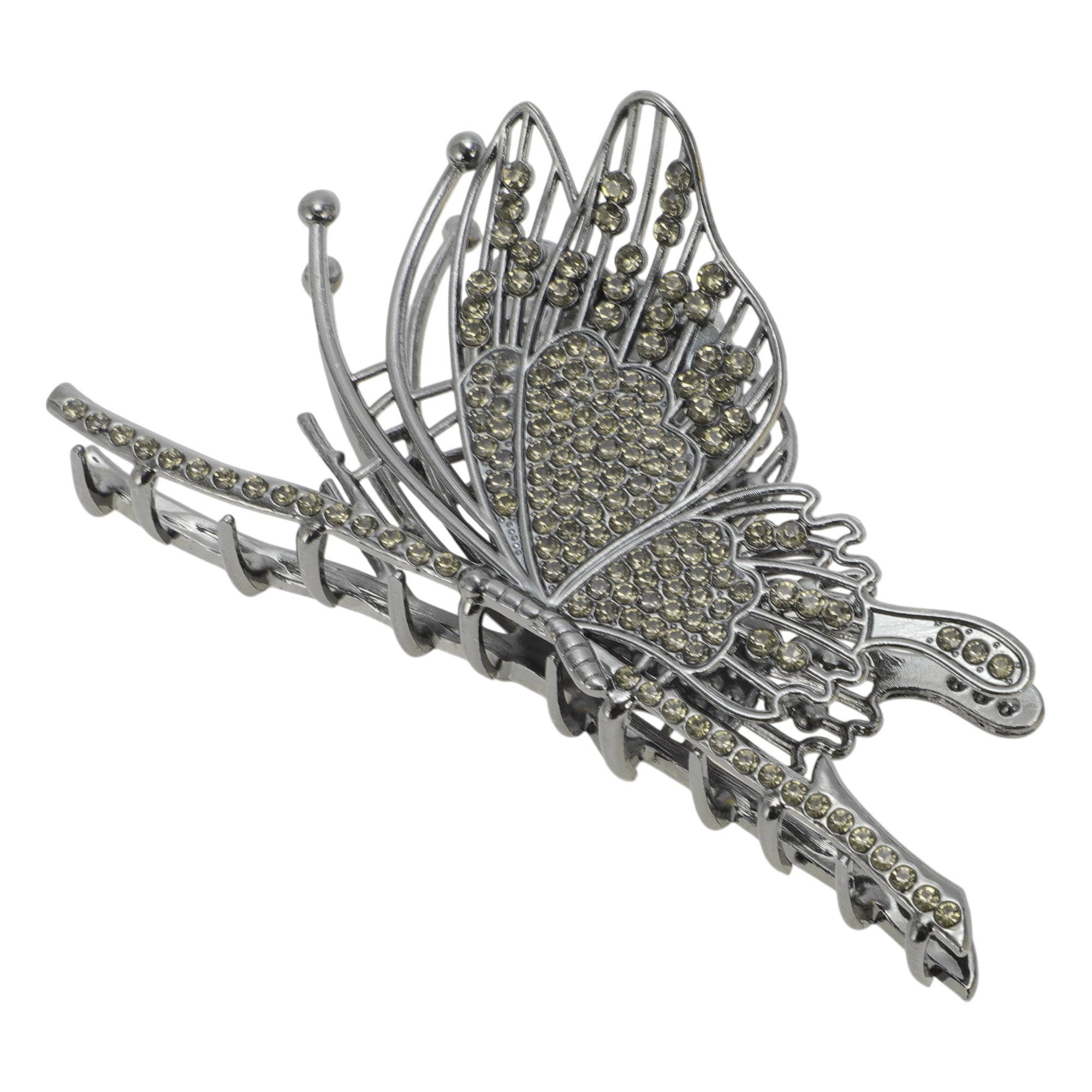 Unique Bargains Butterfly Rhinestones Hair Clips for Home Use with 1 Piece Included Black