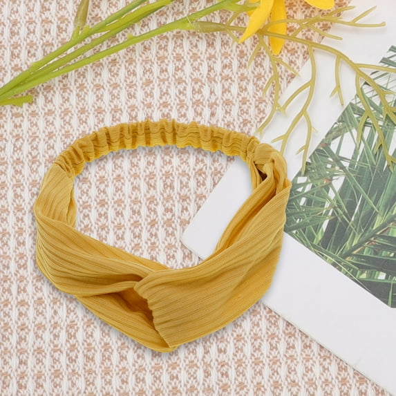 Unique Bargains Button Stripe Elastic Headwrap 1 Pc Ginger
