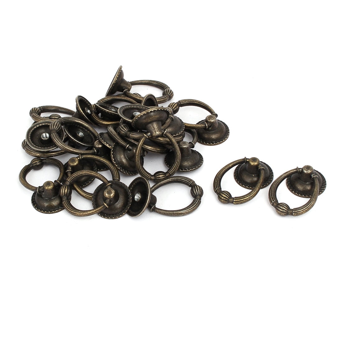 Unique Bargains Cabinet Cupboard Single Hole Round Zinc Alloy Ring Pull Handles Knobs