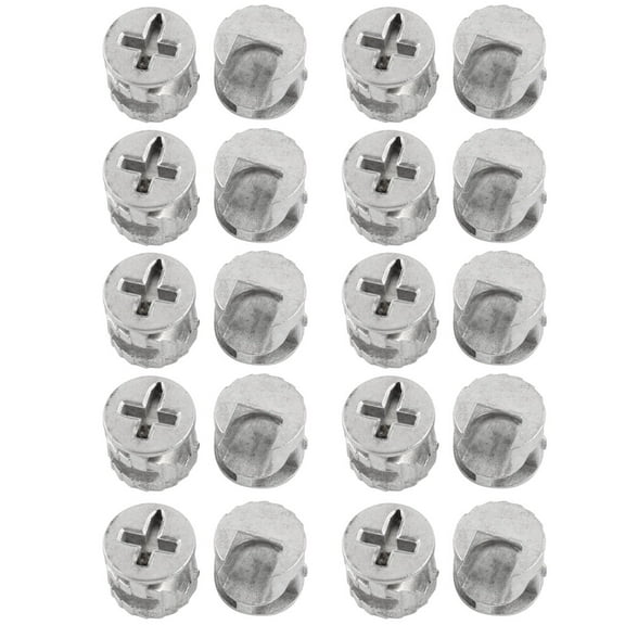 Unique Bargains Cabinets Silver Tone Metal Furniture Cam Fittings Connectors 20 Pcs for Home Essential