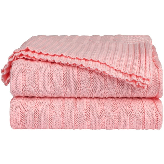 Unique Bargains Cable Knitted Bed Sofa Throw Blanket Dark Pink 47" x 71"