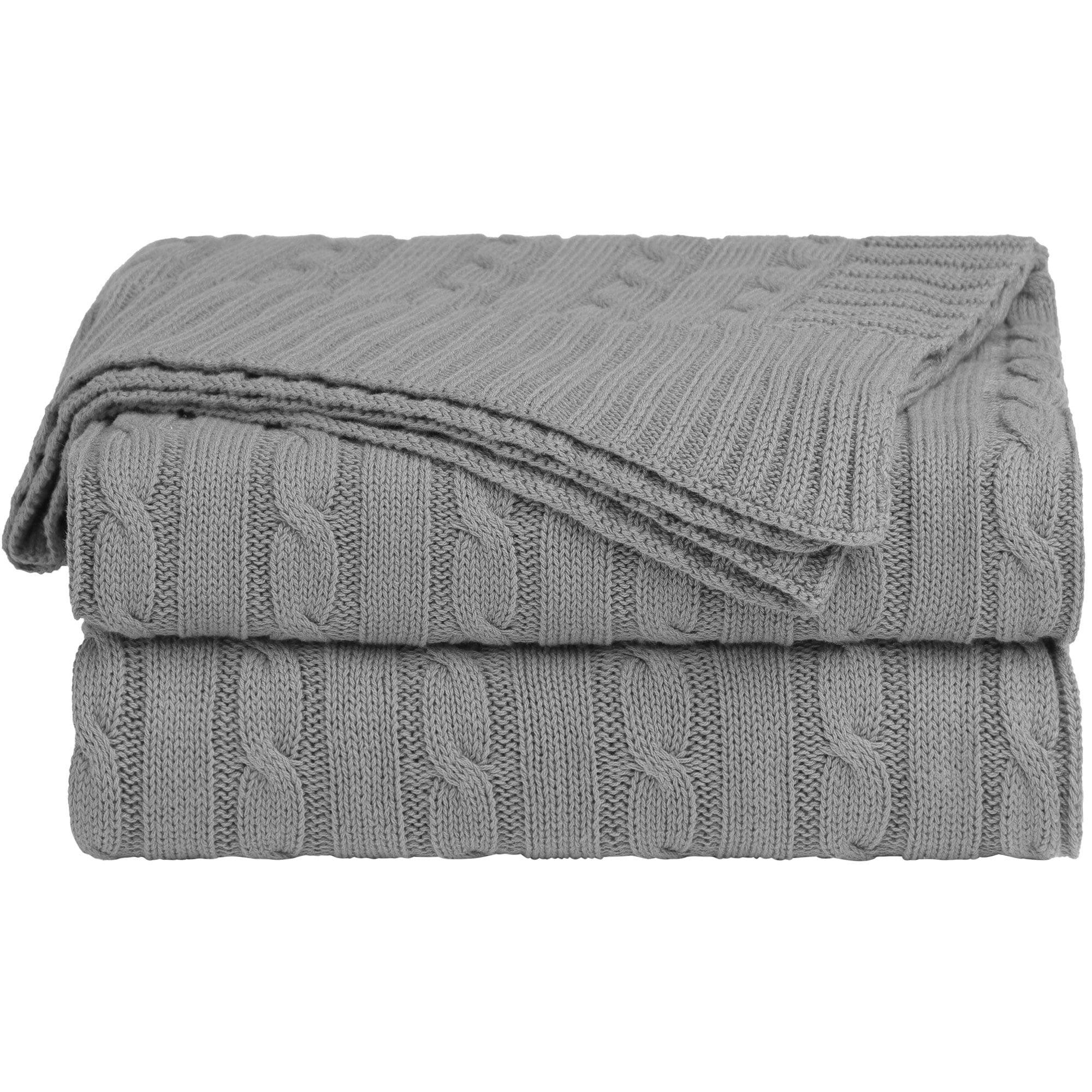 Unique Bargains Cable Knitted Bed Sofa Throw Blanket Grey 47" x 71"