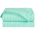 thumbnail image 1 of Unique Bargains Cable Knitted Bed Sofa Throw Blanket Light Green 71" x 79", 1 of 7