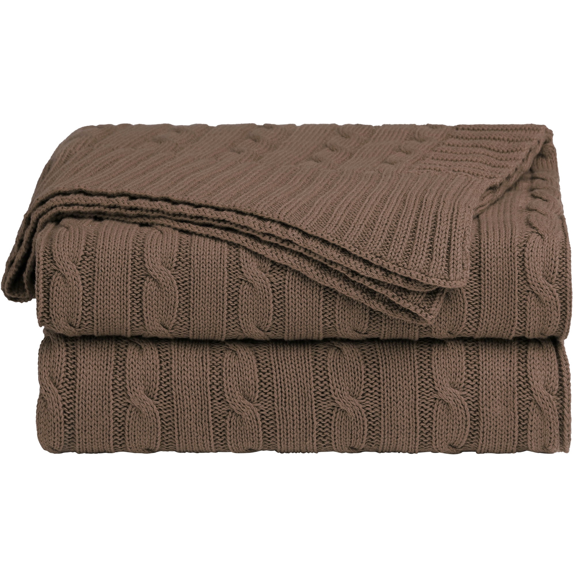 Unique Bargains Cable Knitted Bed Sofa Throw Blanket Russet 47" x 71"