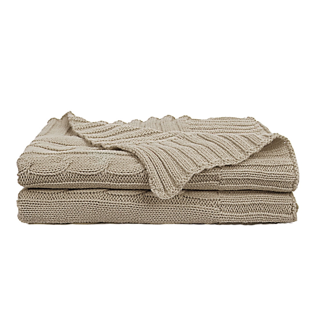 Unique Bargains Cable Knitted Cotton Decorative Throw Blanket, 30" x 39