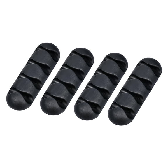 Unique Bargains Cable Organizer Black Electronics Computer Mouse USB Cable Holder Self Adhesive Cord Holders 4 Pack