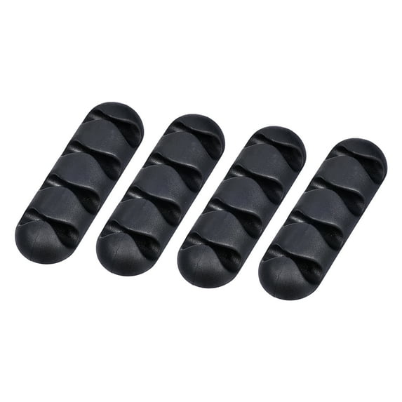 Unique Bargains Cable Organizer Black Electronics Computer Mouse USB Cable Holder Self Adhesive Cord Holders 4 Pack