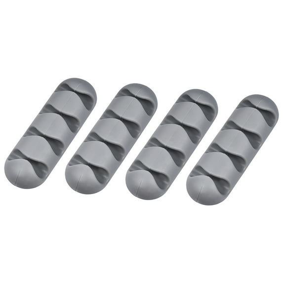 Unique Bargains Cable Organizer Grey Electronics Mouse USB Cable Holder Self Adhesive Cord Holders 4 Pack