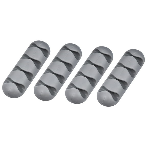 Unique Bargains Cable Organizer Grey Electronics Mouse USB Cable Holder Self Adhesive Cord Holders 4 Pack