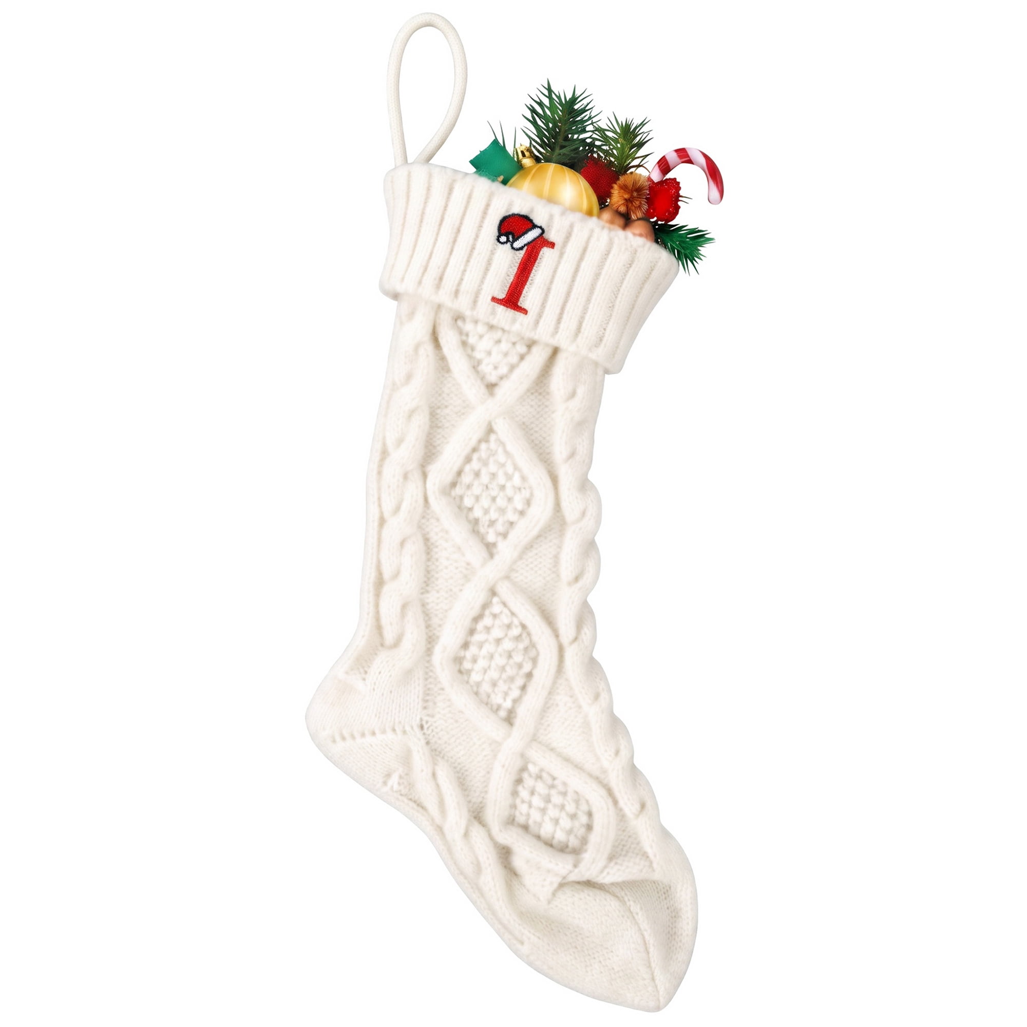 Unique Bargains Canine Bone Christmas Stocking Luxury Puppy Holiday Keepsake Sack Letter I 17"