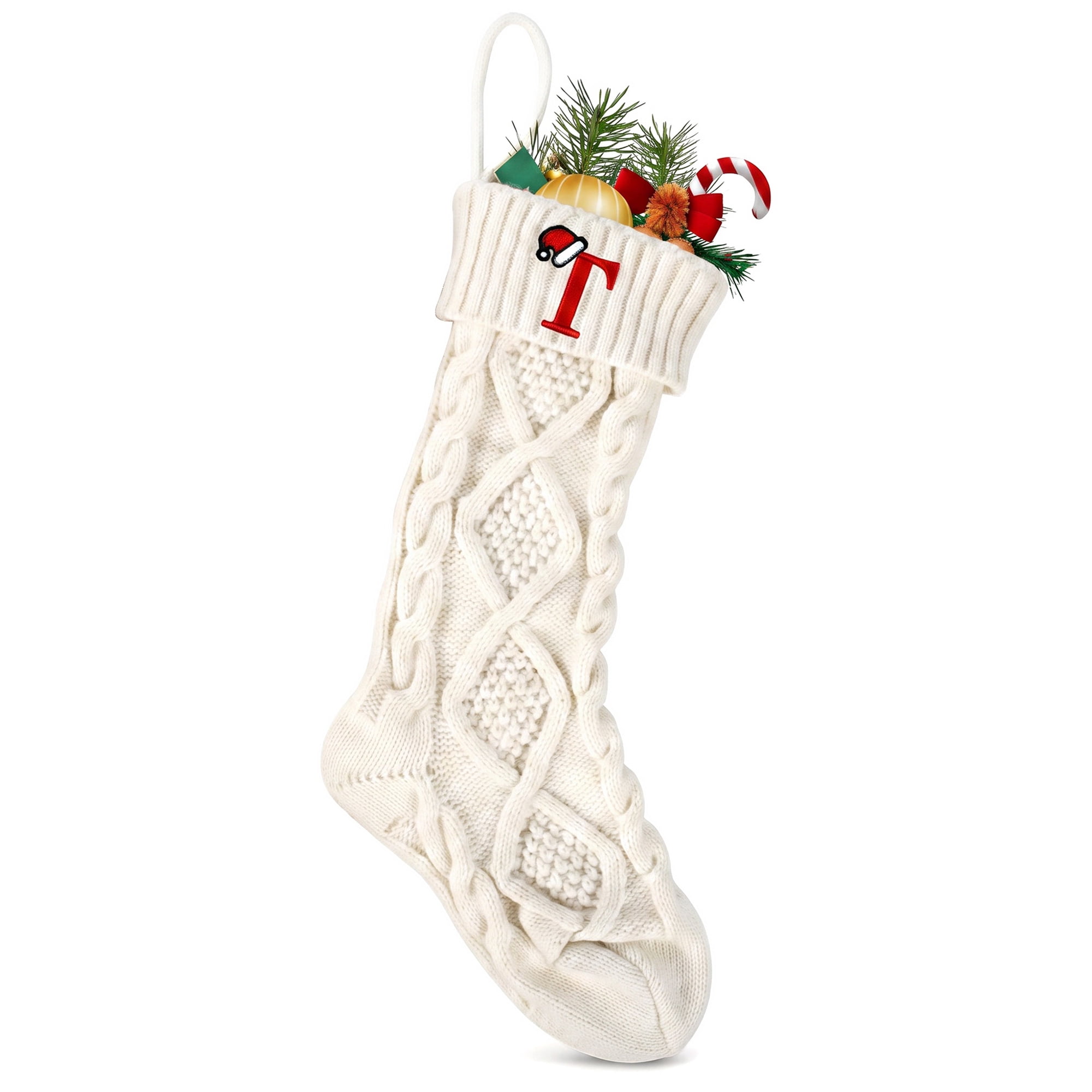 Unique Bargains Canine Bone Christmas Stocking Luxury Puppy Holiday Keepsake Sack Letter T 17"