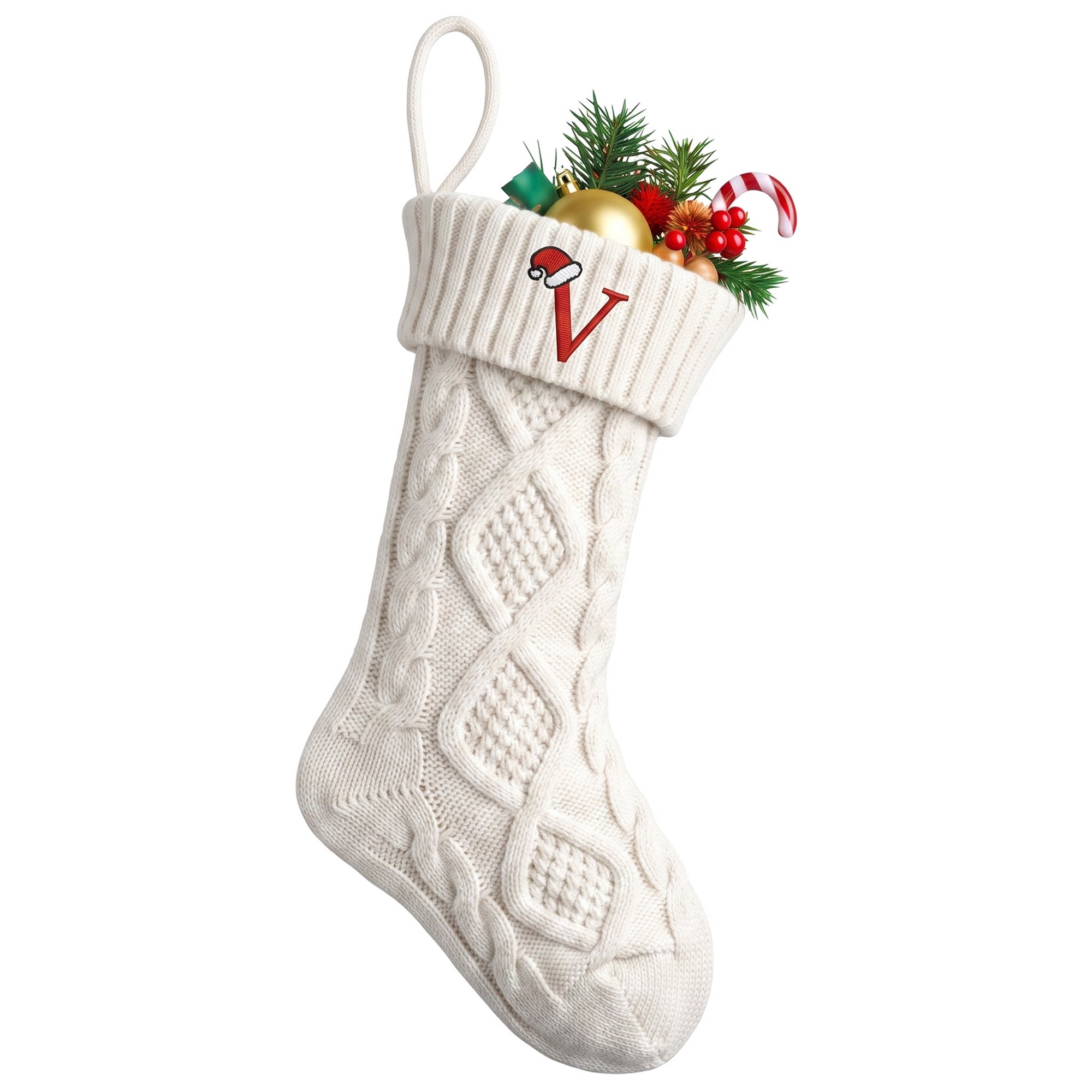 Unique Bargains Canine Bone Christmas Stocking Luxury Puppy Holiday Keepsake Sack Letter V 17"