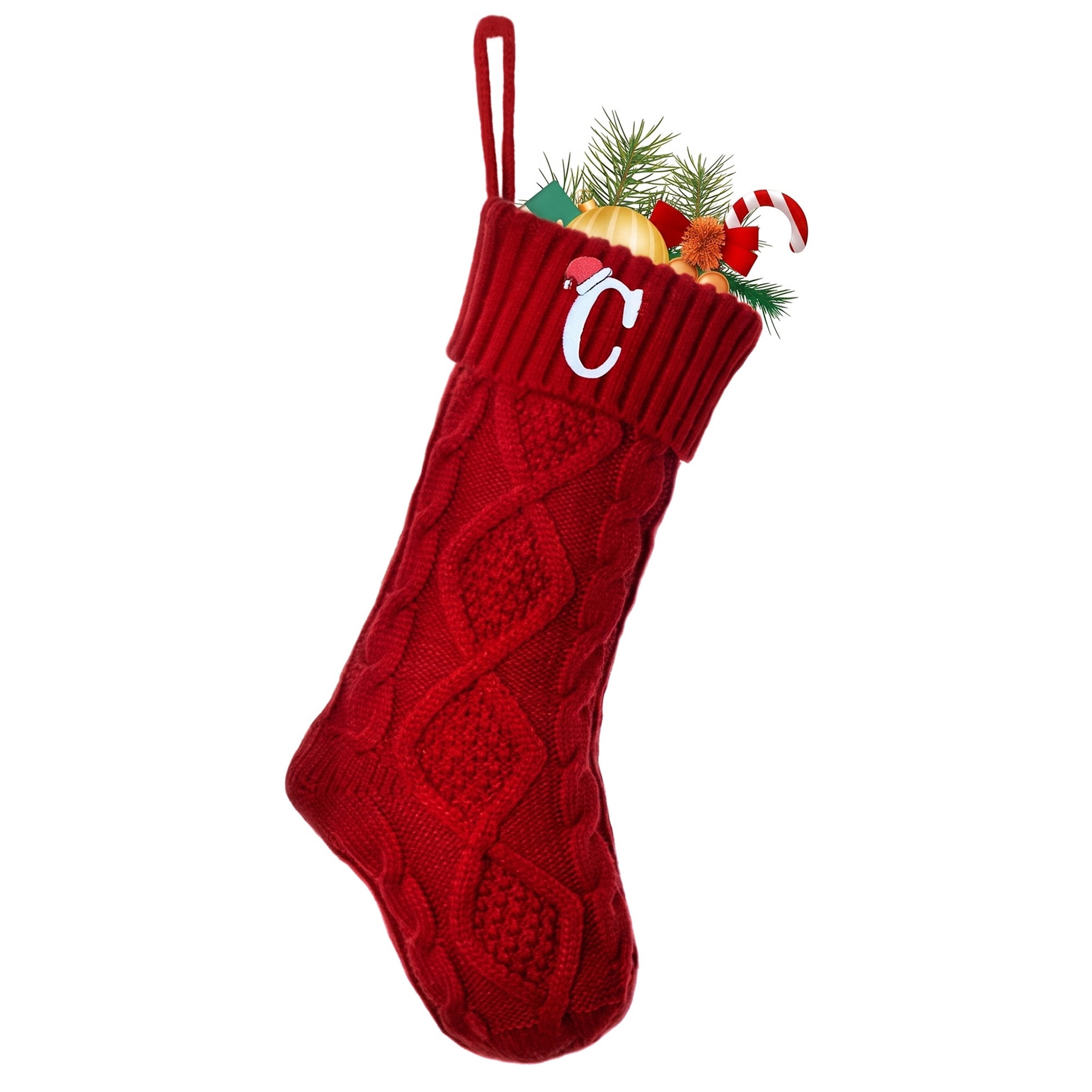 Unique Bargains Canine Bone Christmas Stocking Luxury Puppy Holiday Keepsake Sack Red Letter C 17"