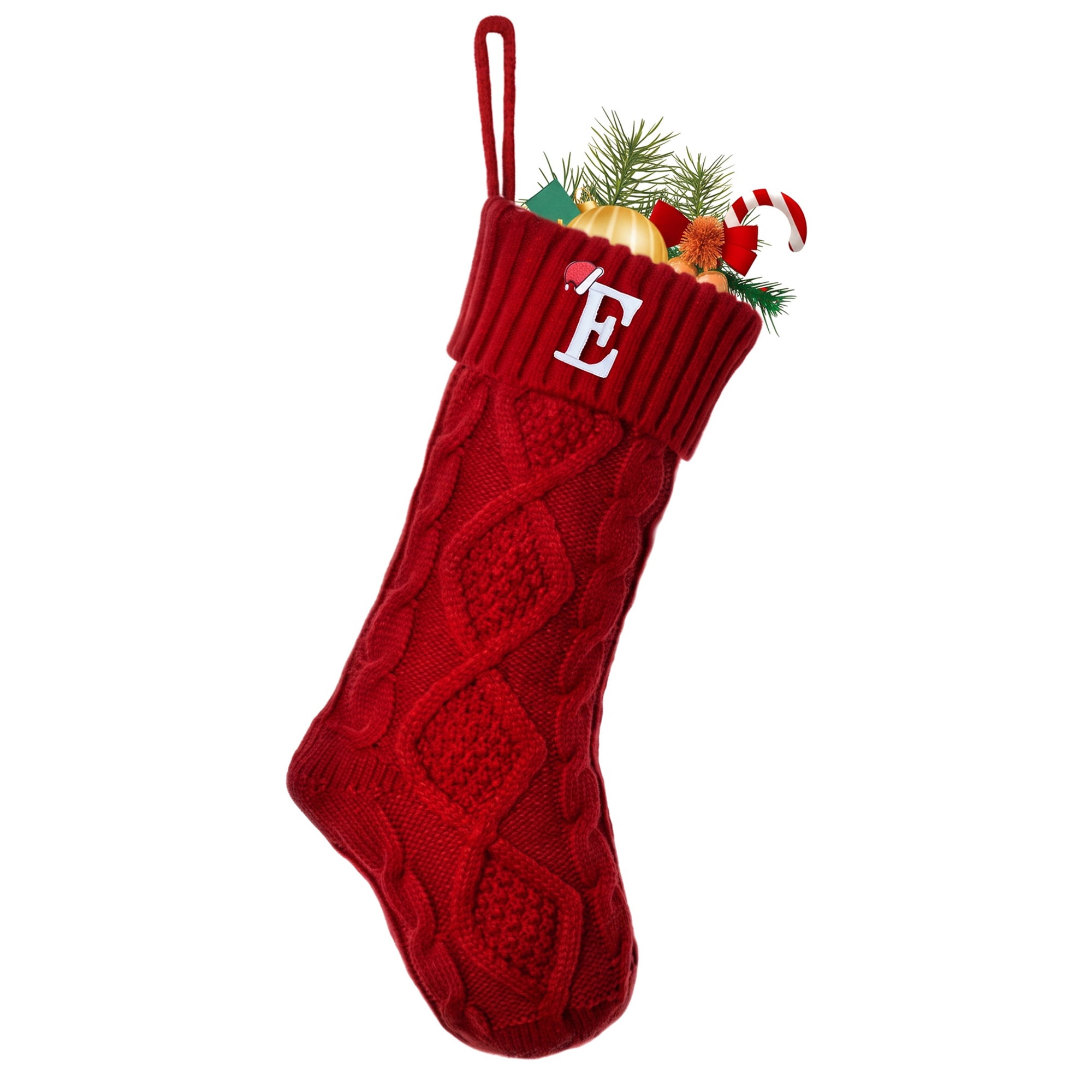 Unique Bargains Canine Bone Christmas Stocking Luxury Puppy Holiday Keepsake Sack Red Letter E 17"