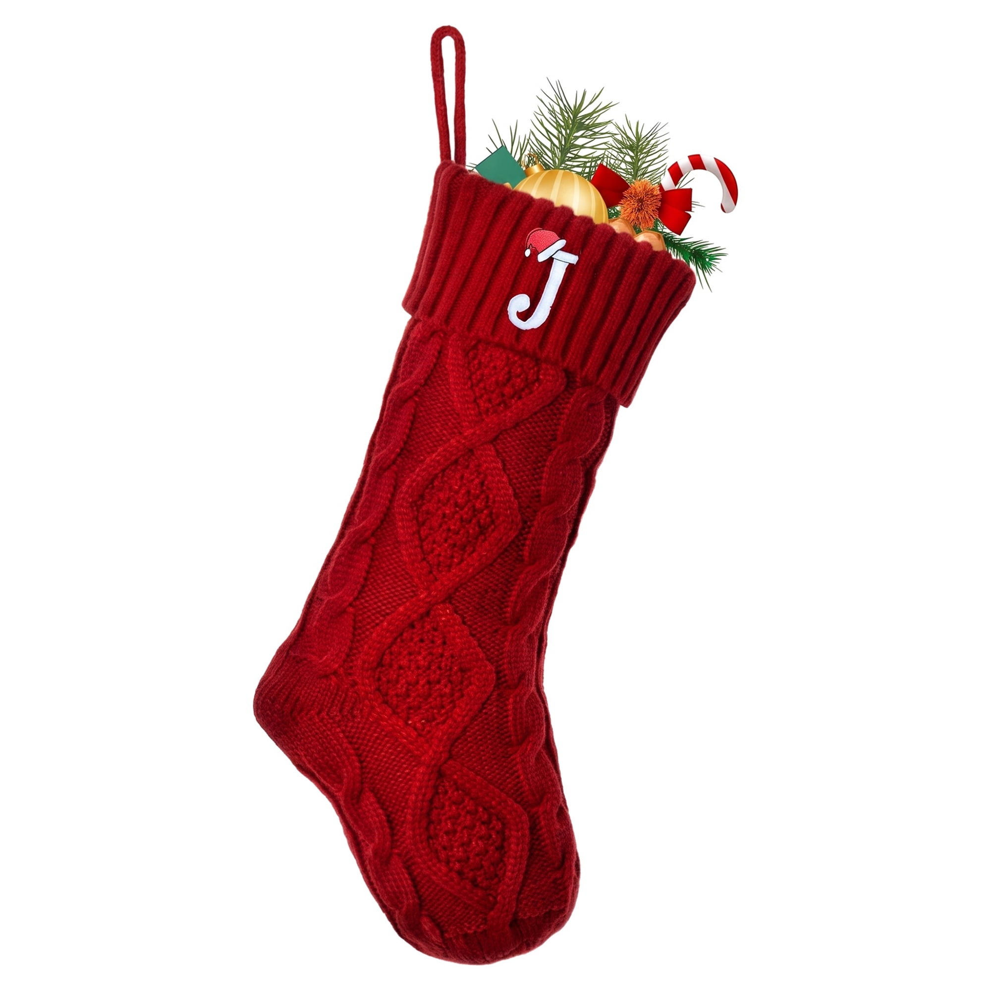 Unique Bargains Canine Bone Christmas Stocking Puppy Keepsake Sack Red Letter J 17"