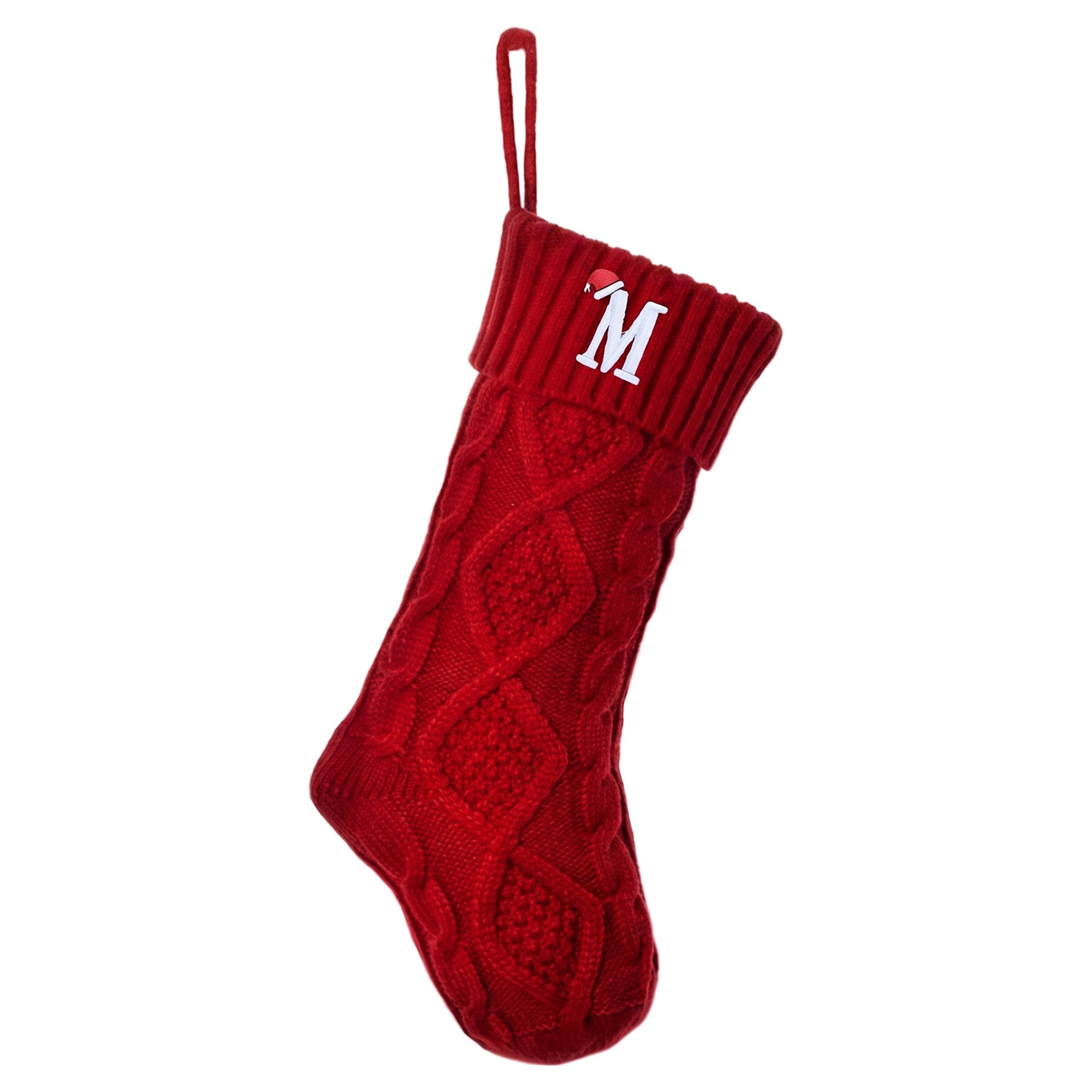 Unique Bargains Canine Bone Christmas Stocking Luxury Puppy Holiday Keepsake Sack Red Letter M 17"