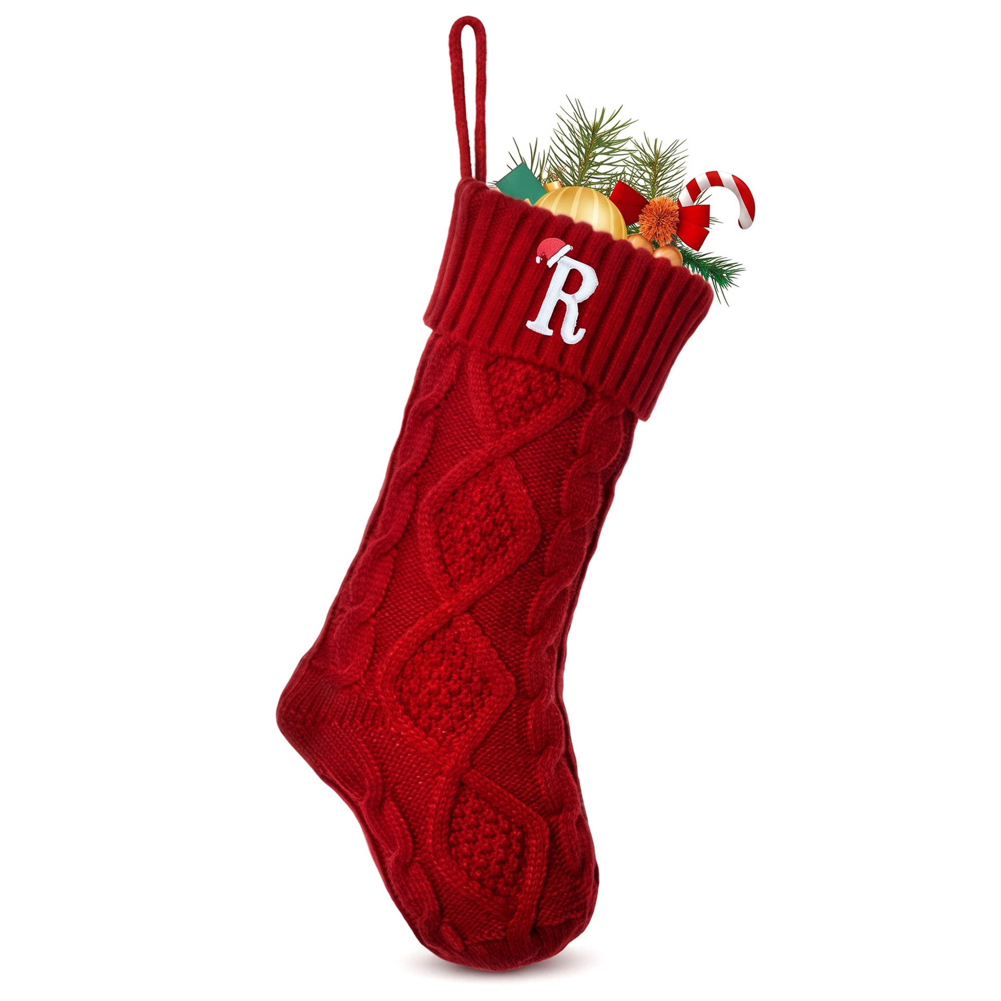 Unique Bargains Canine Bone Christmas Stocking Luxury Puppy Holiday Keepsake Sack Red Letter R 17"