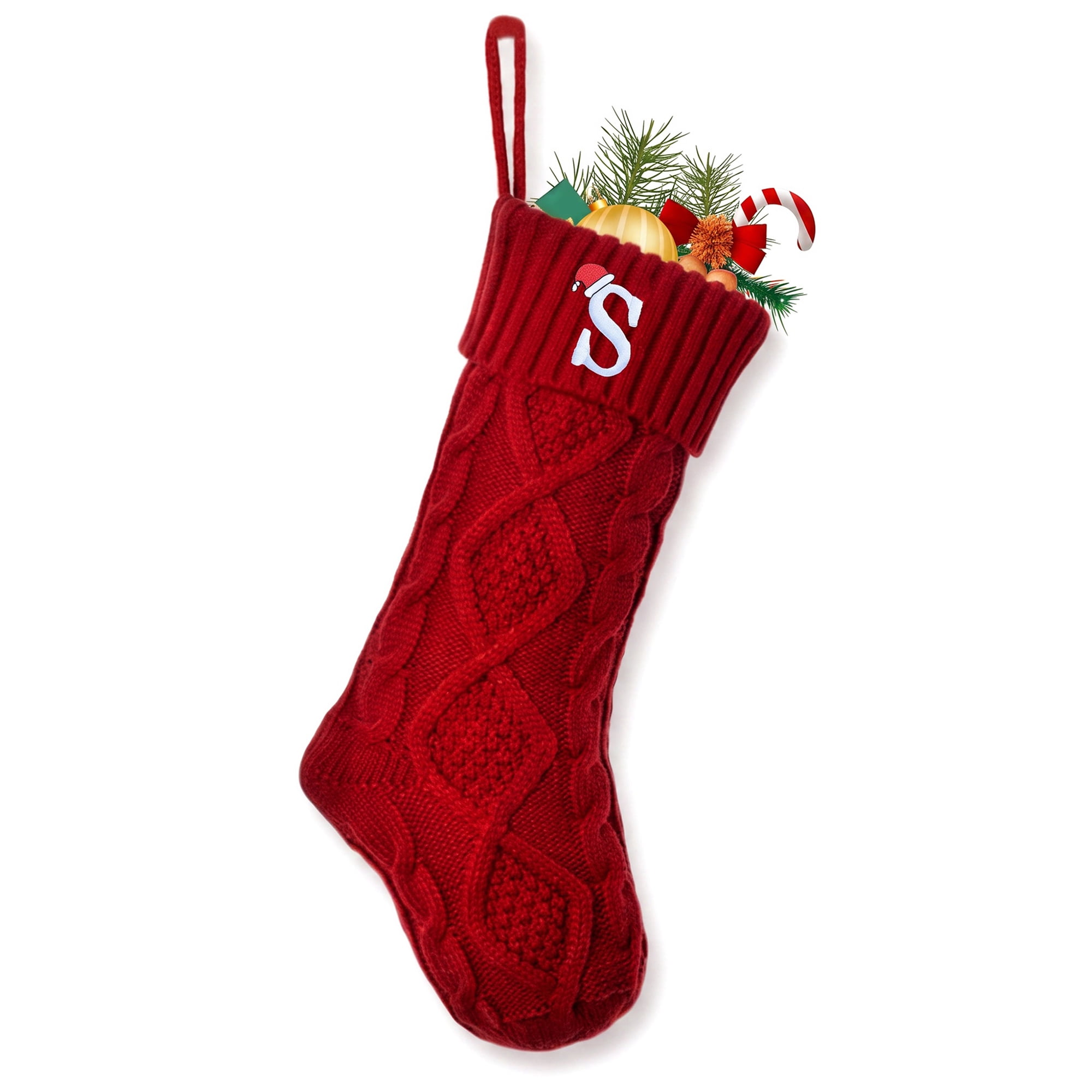 Unique Bargains Canine Bone Christmas Stocking Luxury Puppy Holiday Keepsake Sack Red Letter S 17"