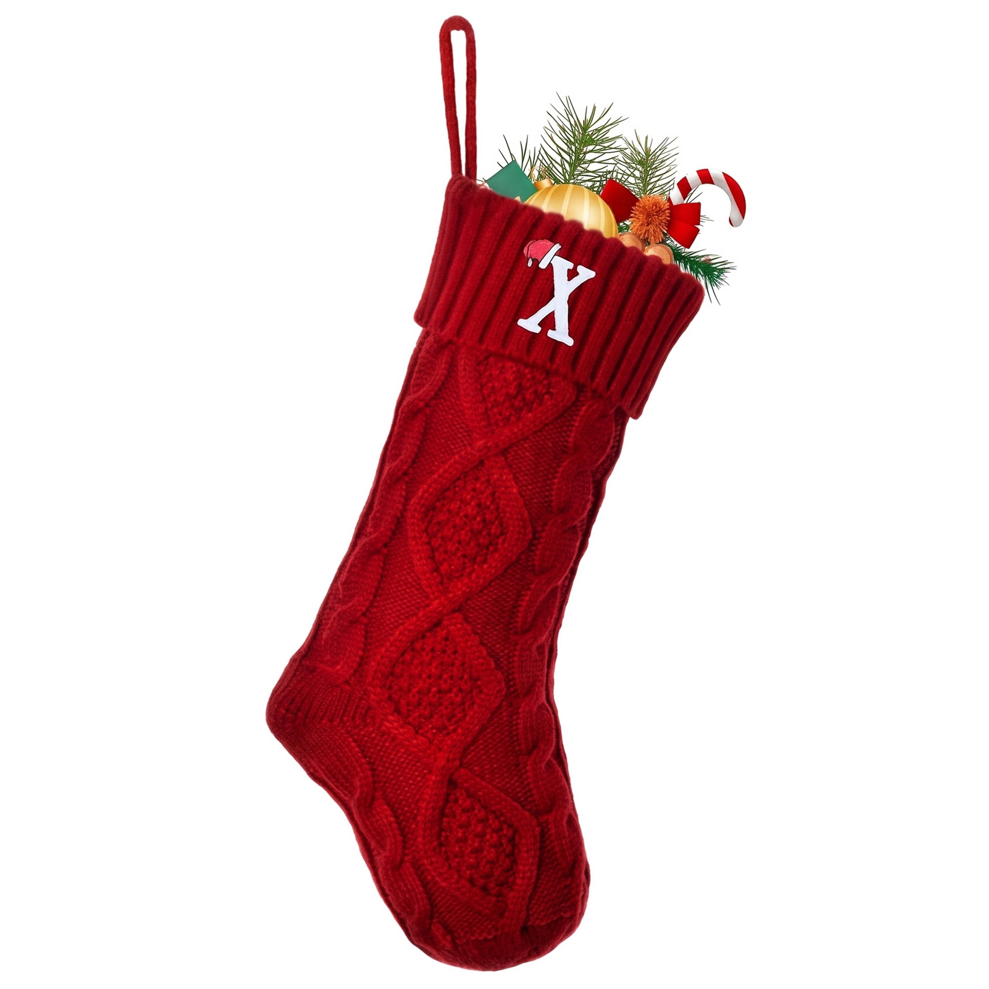 Unique Bargains Canine Bone Christmas Stocking Luxury Puppy Holiday Keepsake Sack Red Letter X 17"