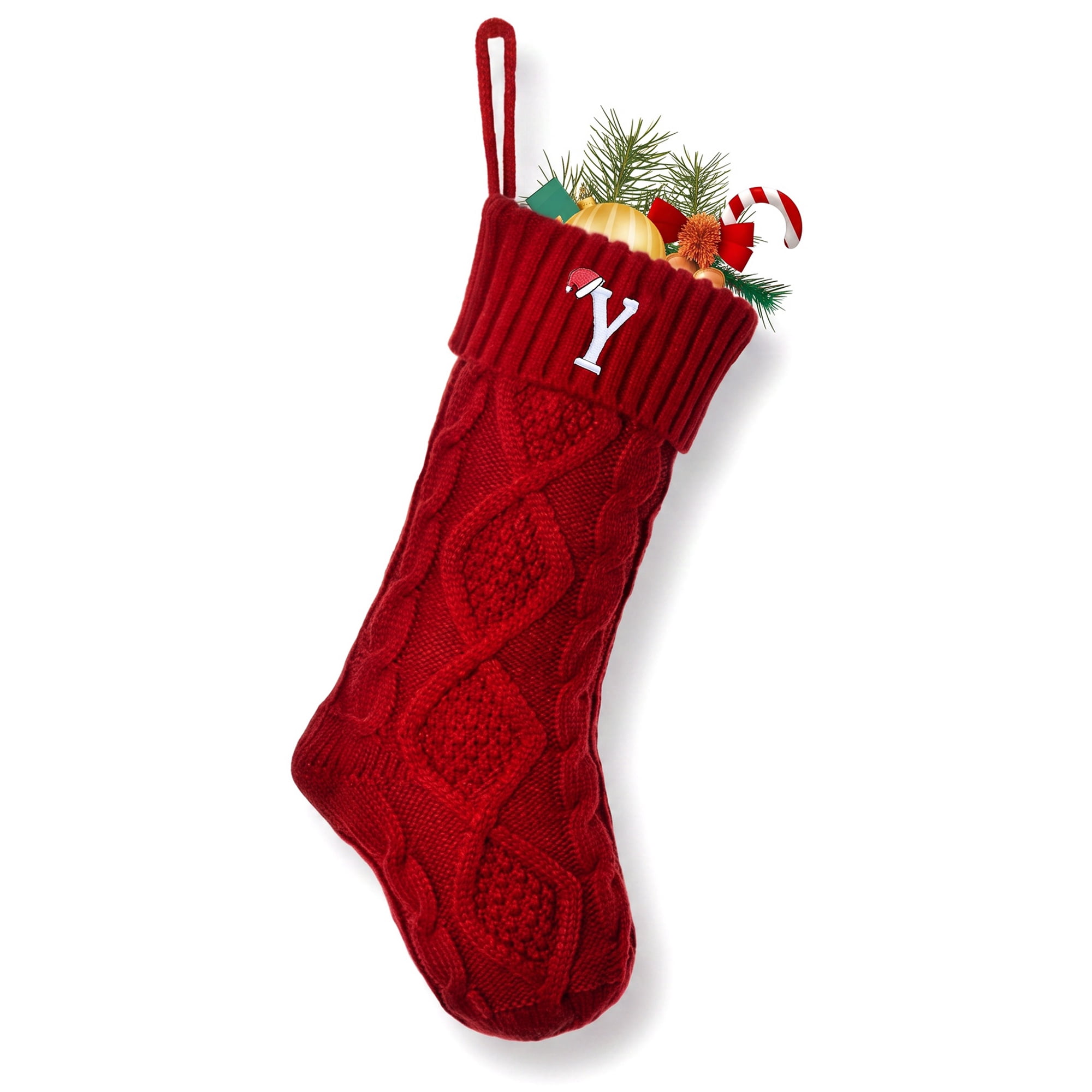 Unique Bargains Canine Bone Christmas Stocking Luxury Puppy Holiday Keepsake Sack Red Letter Y 17"
