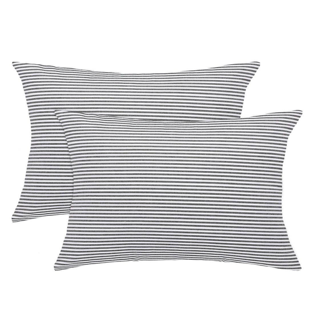 Unique Bargains Canvas Decorative Throw Pillow Cover 2-Pack Black and White 12" x 20"
