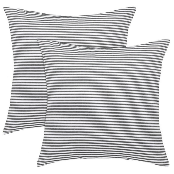 Unique Bargains Canvas Decorative Throw Pillow Cover 2-Pack Black and White 18" x 18"