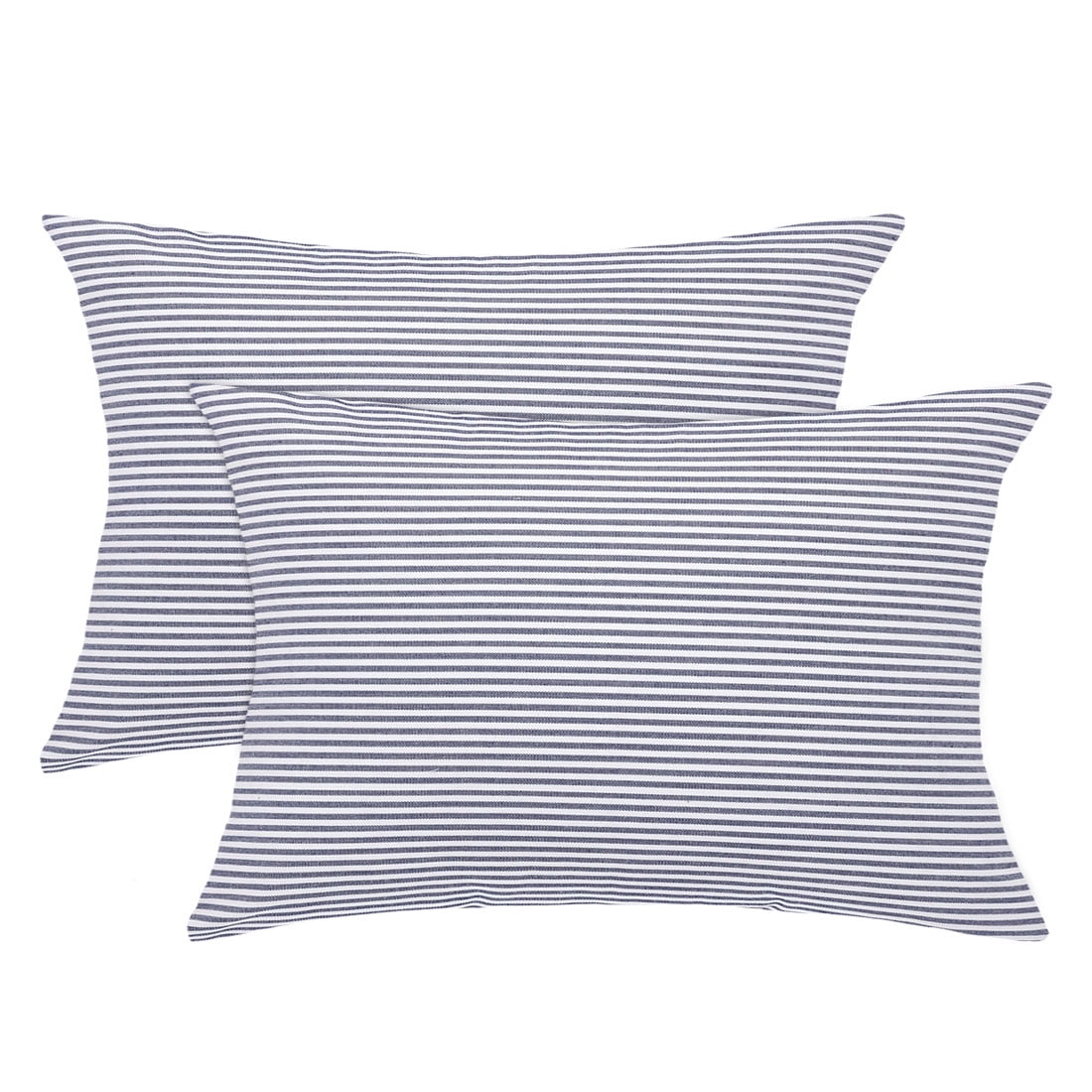 Unique Bargains Canvas Decorative Throw Pillow Cover 2-Pack Blue and White 12" x 20"