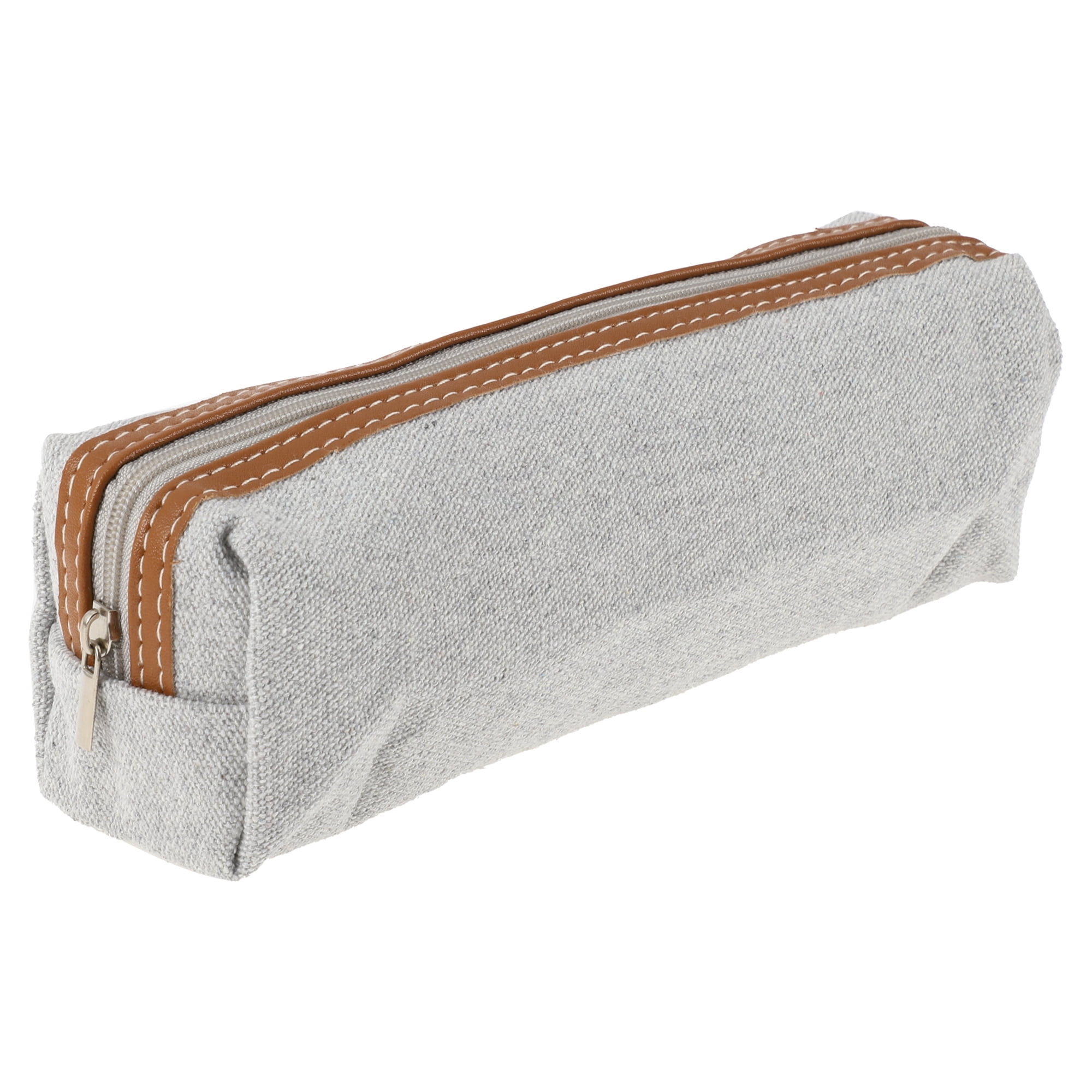 Unique Bargains Canvas Pencil Pouch Portable Bag Gray