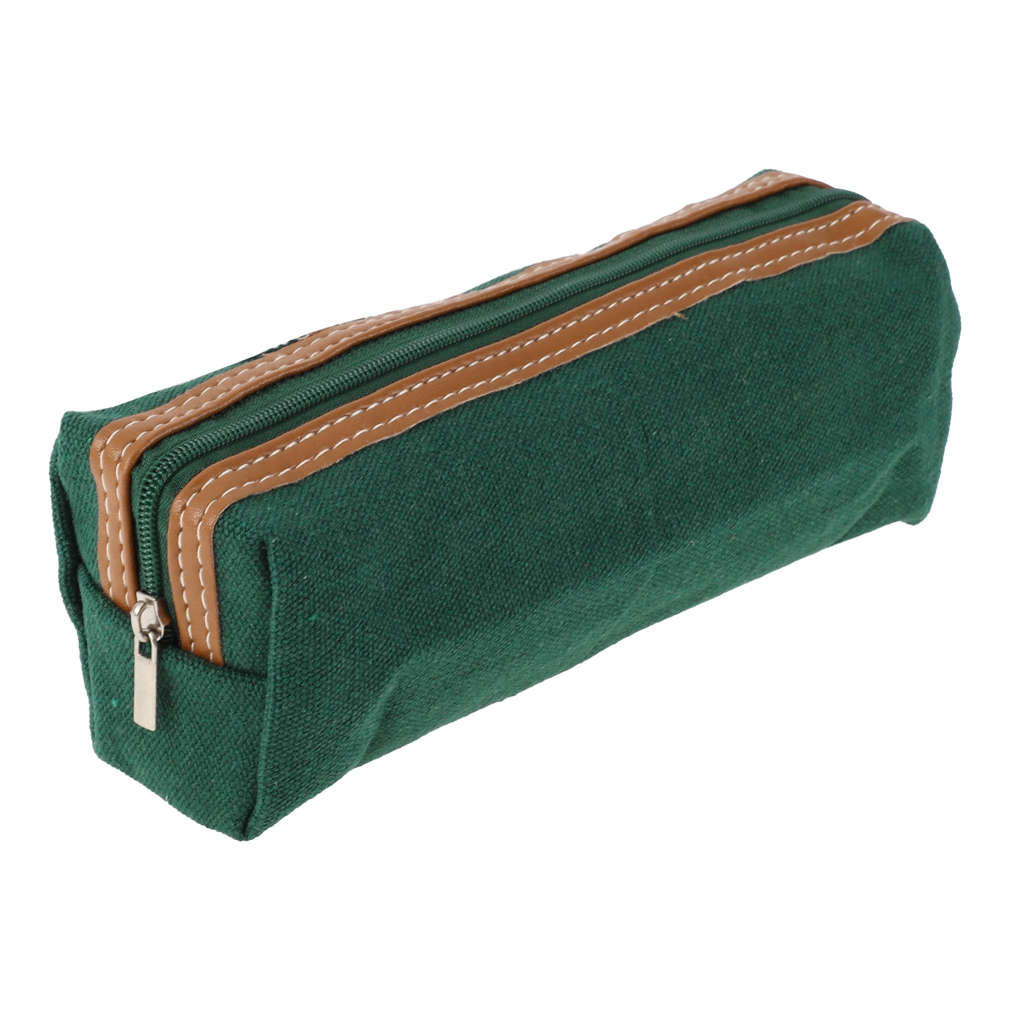 Unique Bargains Canvas Pencil Pouch Portable Bag Green