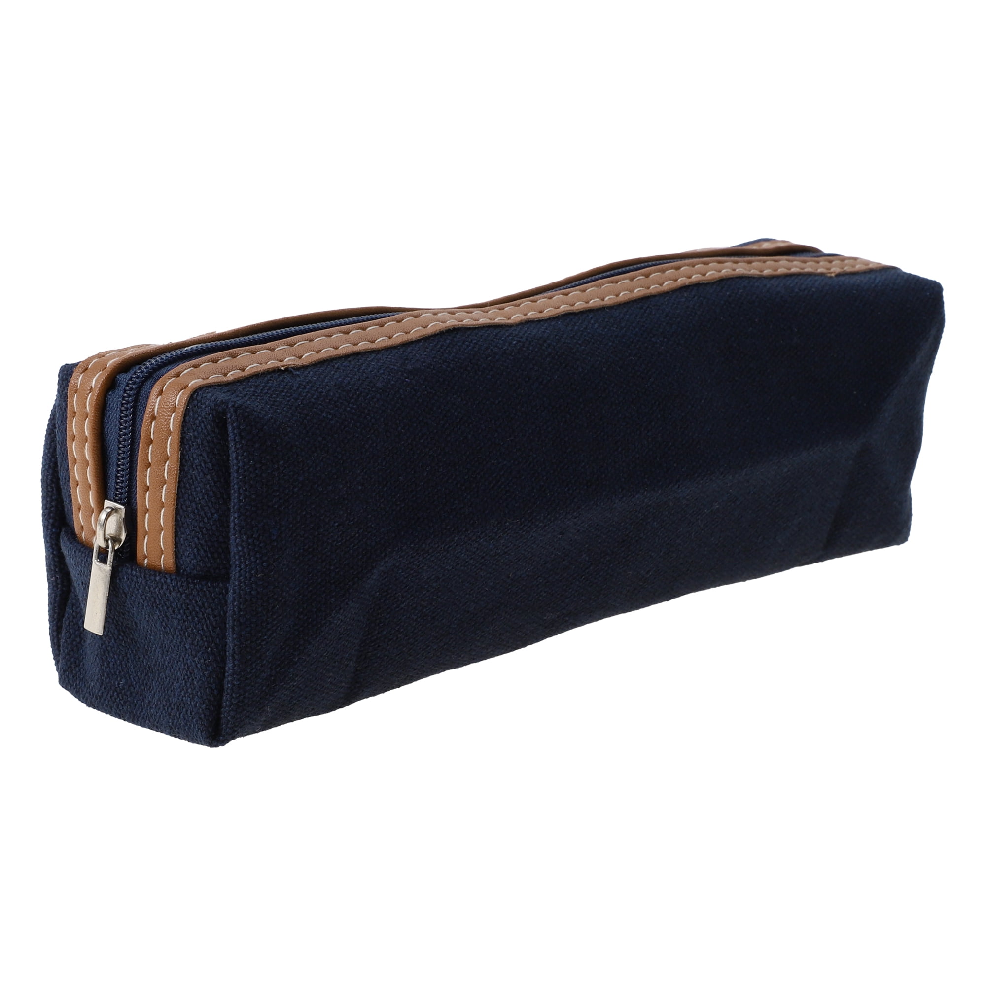 Unique Bargains Canvas Pouch Portable Storage Bag Dark Blue