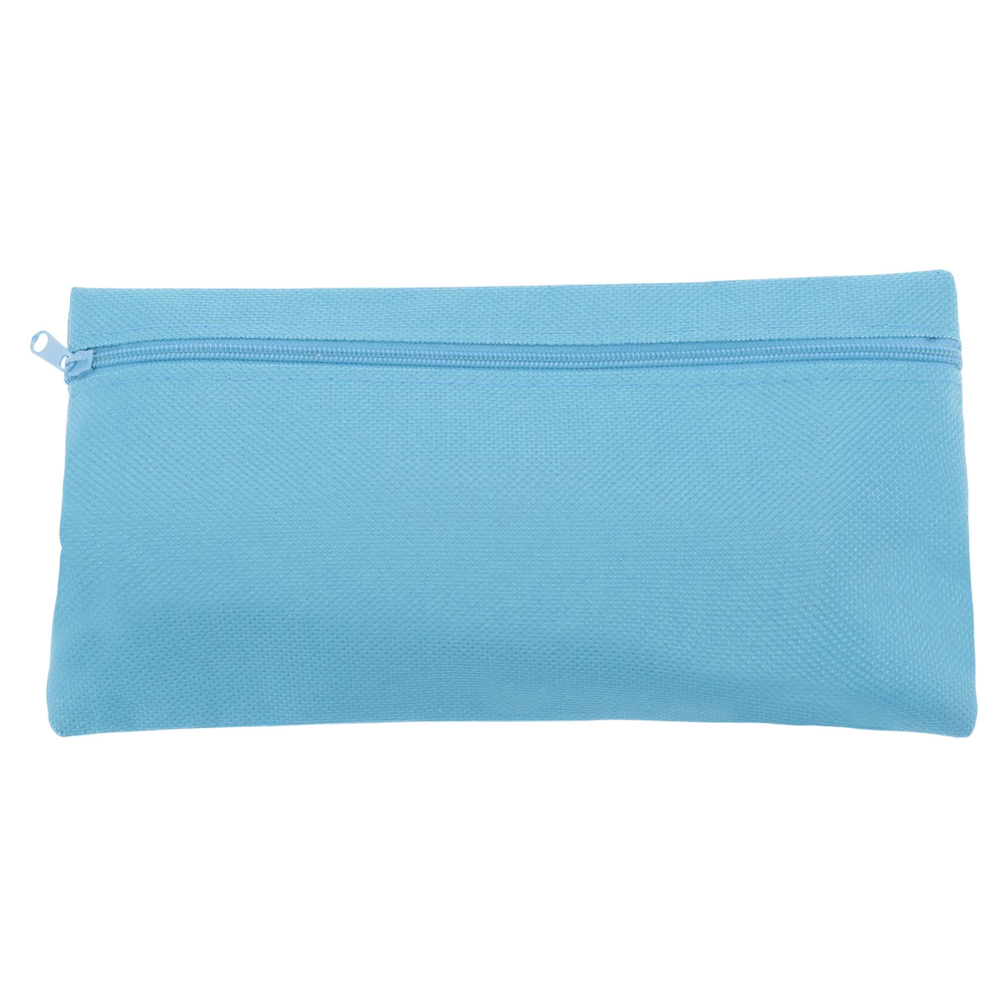 Unique Bargains Pencil Case Canvas Large Capacity Stationery Pen Bag for Office Light Blue