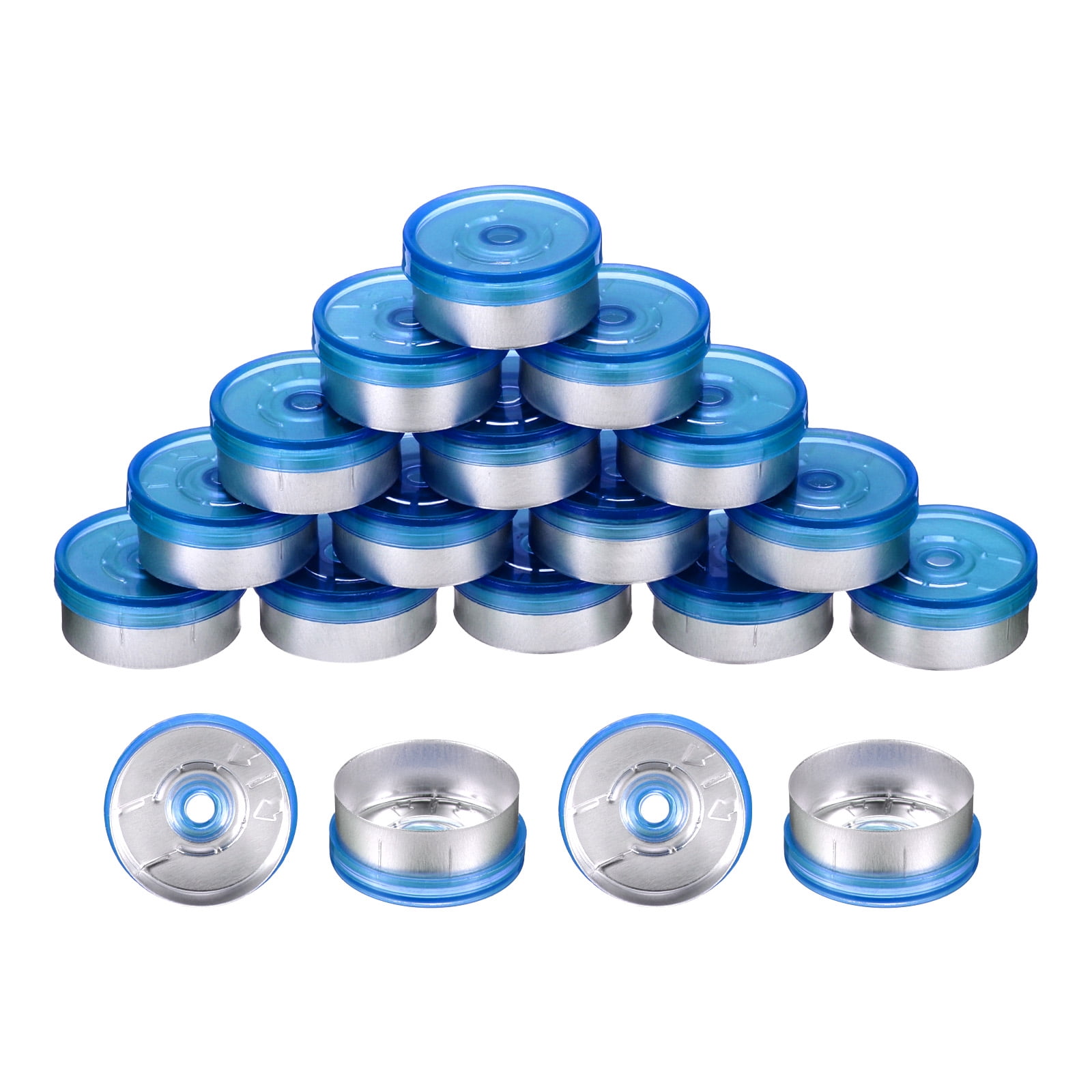 Unique Bargains Caps Burr-Free Top Seals Aluminum Plastic Vial Lab Blue/Silver 0.79"