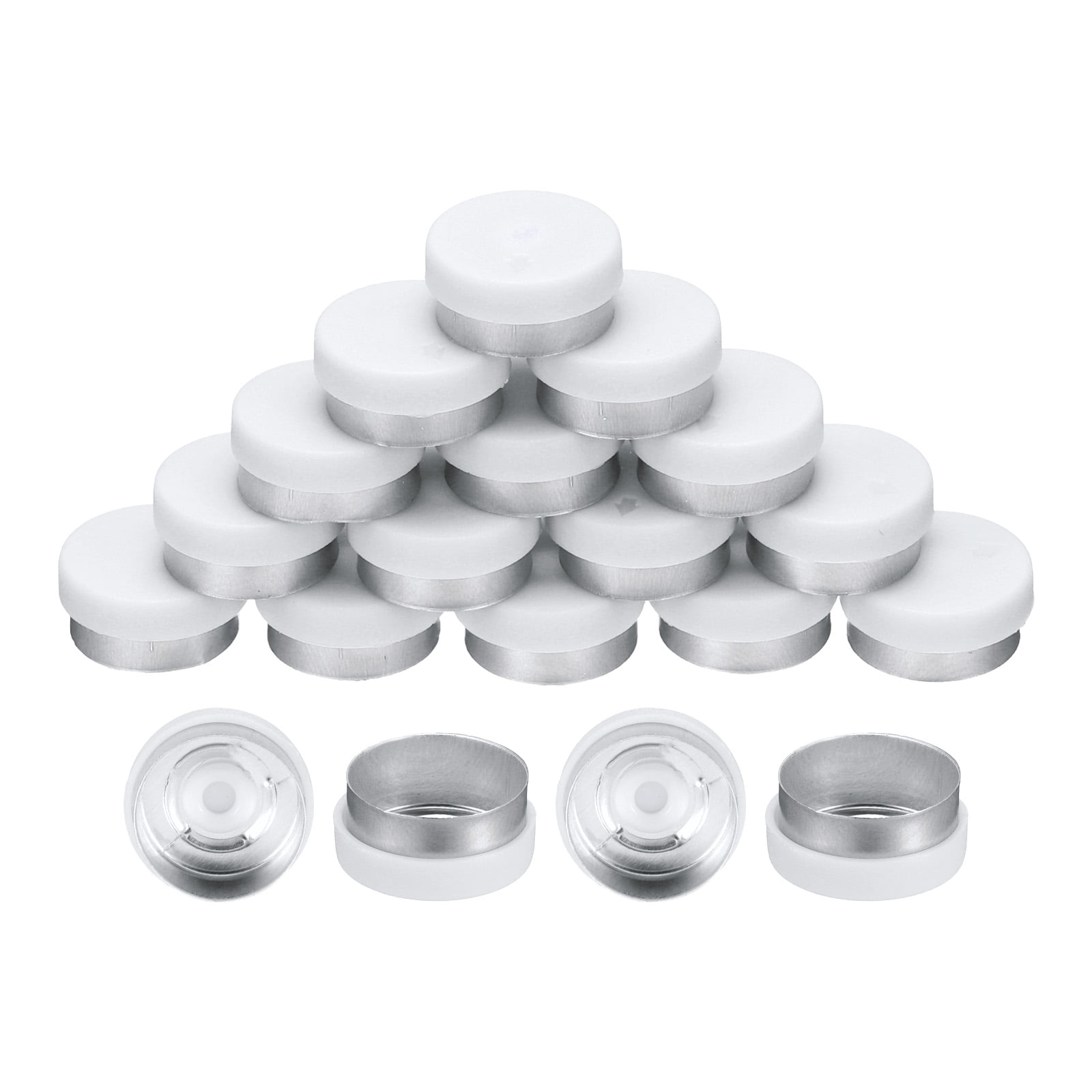 Unique Bargains Caps Burr-Free Top Seals Plastic Vial Cover Glass 13mm White/Silver