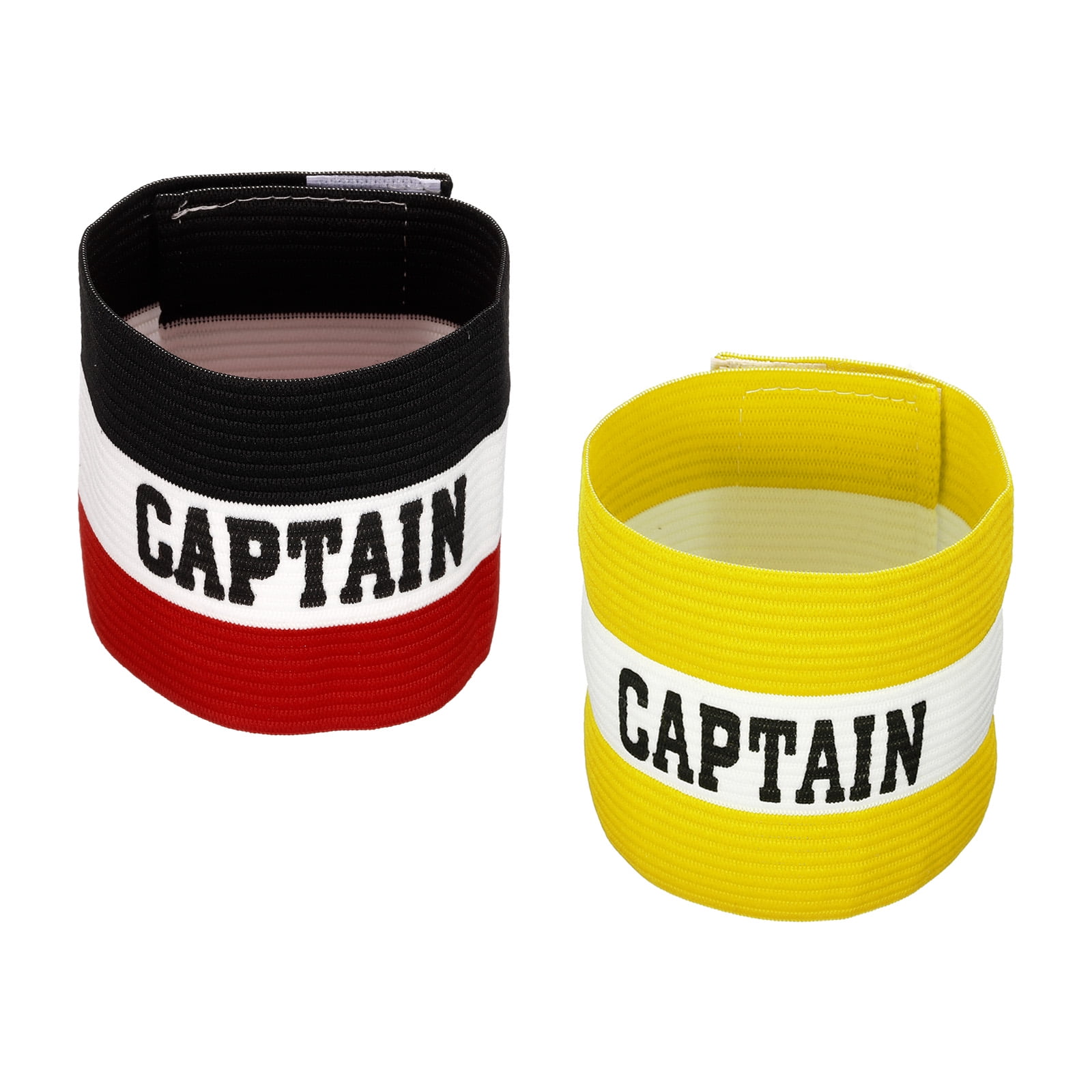 Unique Bargains Captain's Armband Elastic Arm Band 2 Pack Black Red Yellow