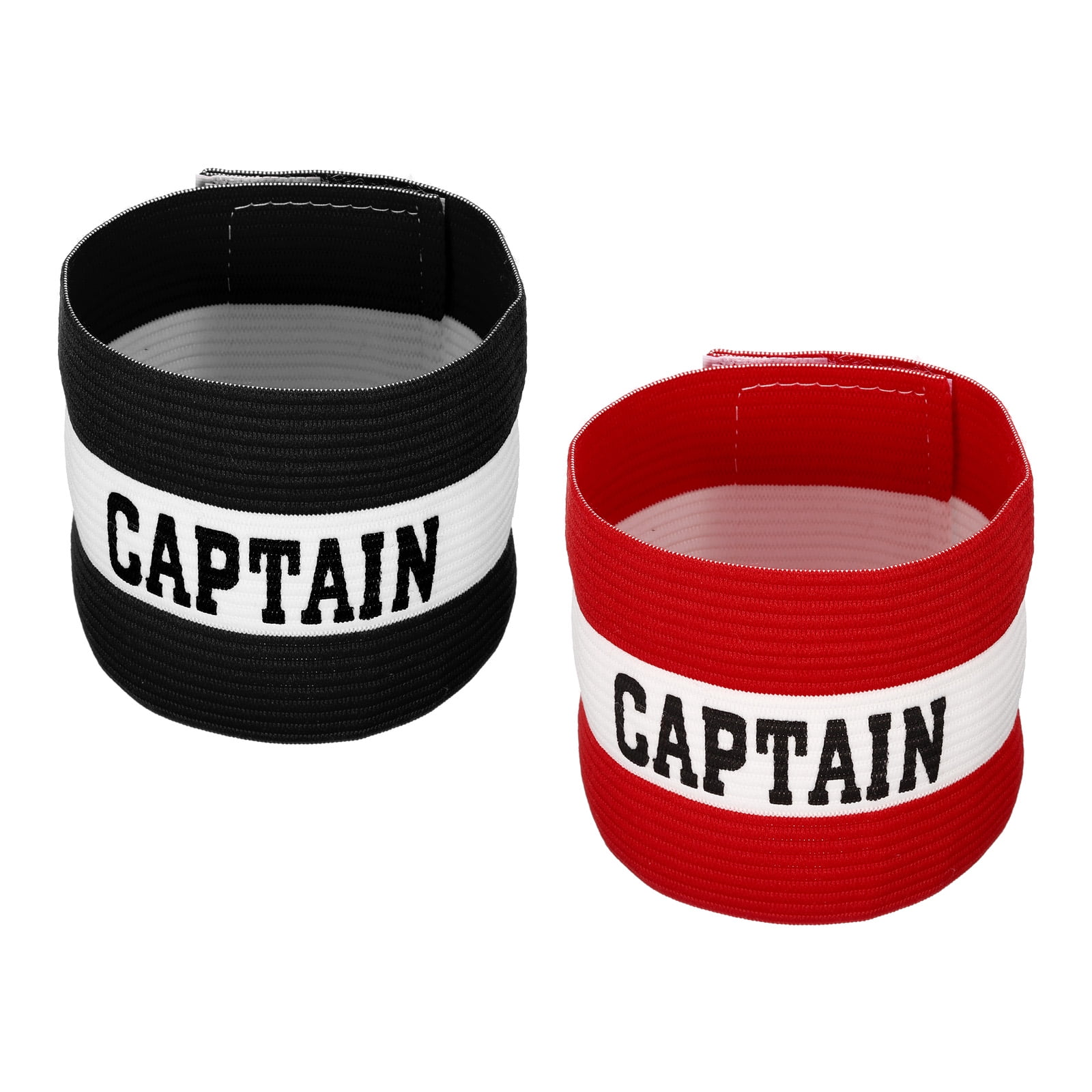 Unique Bargains Captain's Armband Elastic Arm Band for Soccer Training Black Red