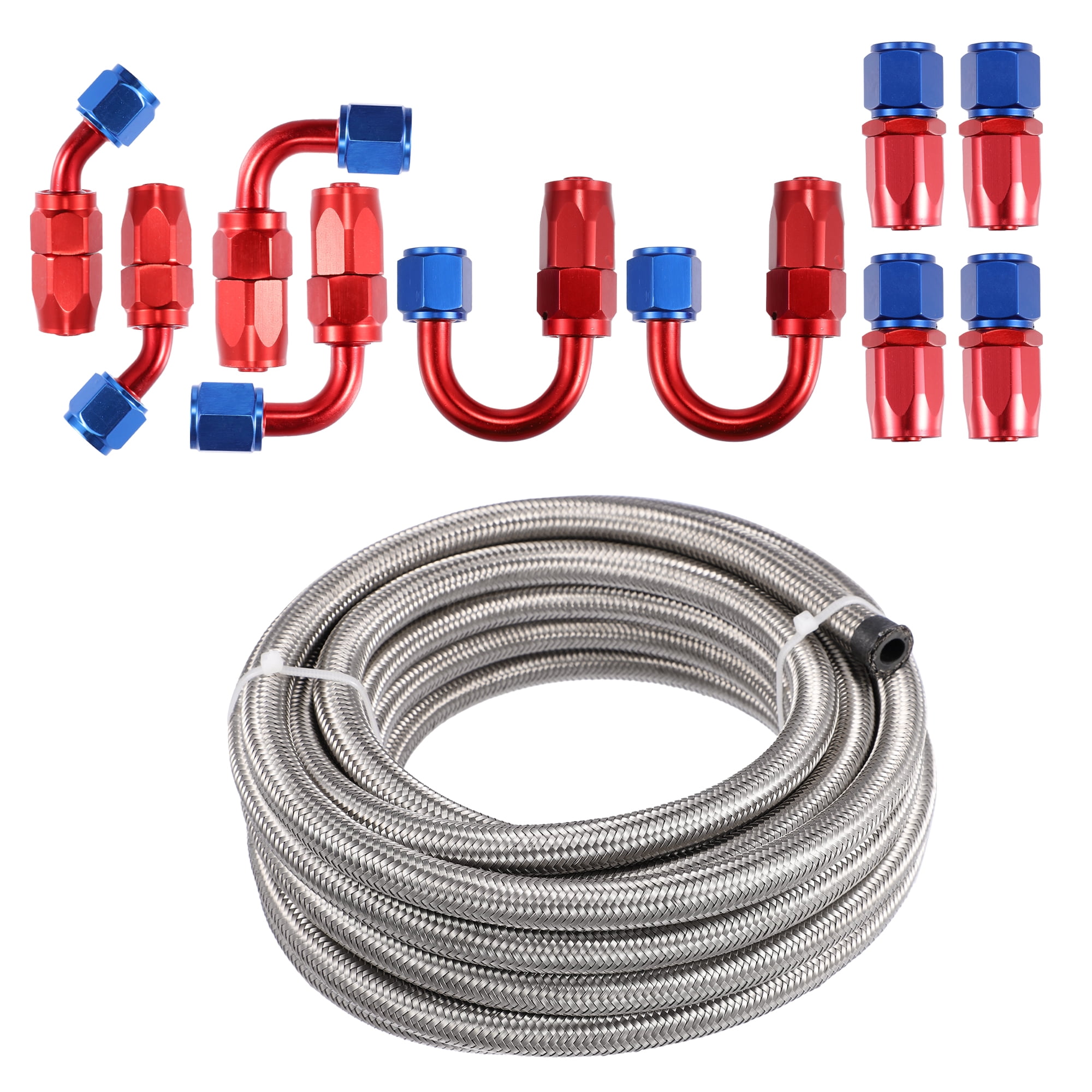 Unique Bargains Car 20ft 6AN 3/8 Universal Braided Oil Fuel Line Hose Kit  CPE Oil Gas Stainless Steel Filler Feed Hose