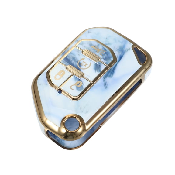 Unique Bargains Car Remote Key Fob Cover Case Shell Protector 4 Button Compatible for Jeep Wrangler JL JLU Gladiator JT 2018-2020, Full Protection TPU Blue