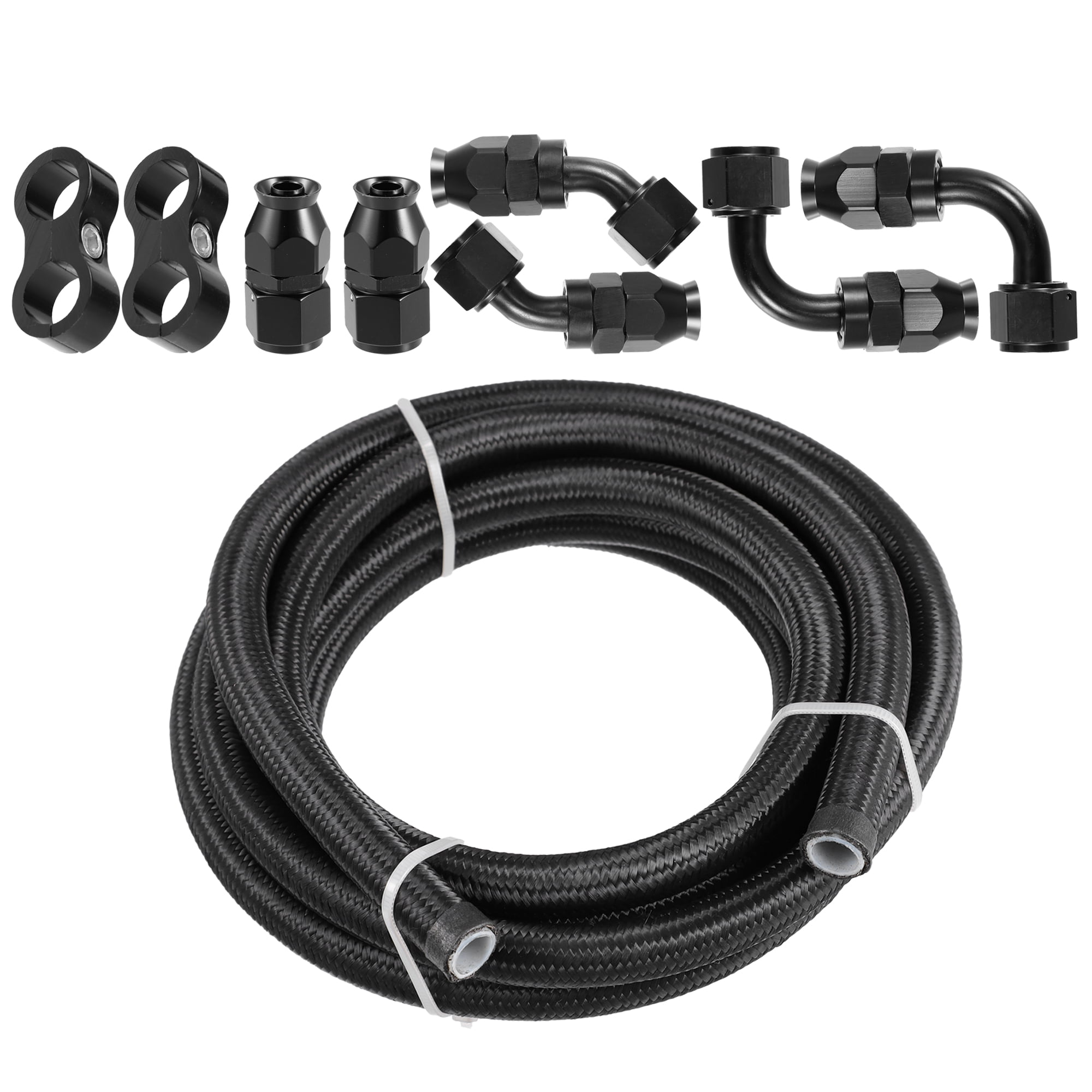 Unique Bargains Car Braided 10ft 1/4 Fuel Line with AN4 End Fitting for CPE Oil Gas Hose