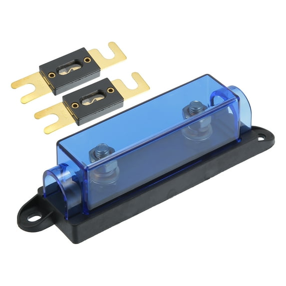 Unique Bargains Car Auto Blade for MEGA/AMG Fuse Holder 300A Durable with 2 Fuses and Black Base 1 Set