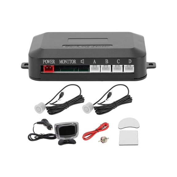 Unique Bargains Car Auto Vehicle Reverse Backup Radar System LCD Distance Display Reverse Parking Sensors Distance Detection 2 Parking Sensors Silver Tone