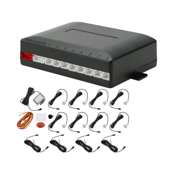 Unique Bargains Car Auto Vehicle Reverse Backup Radar System LCD Distance Display Reverse Parking Sensors Distance Detection 8 Parking Sensors White