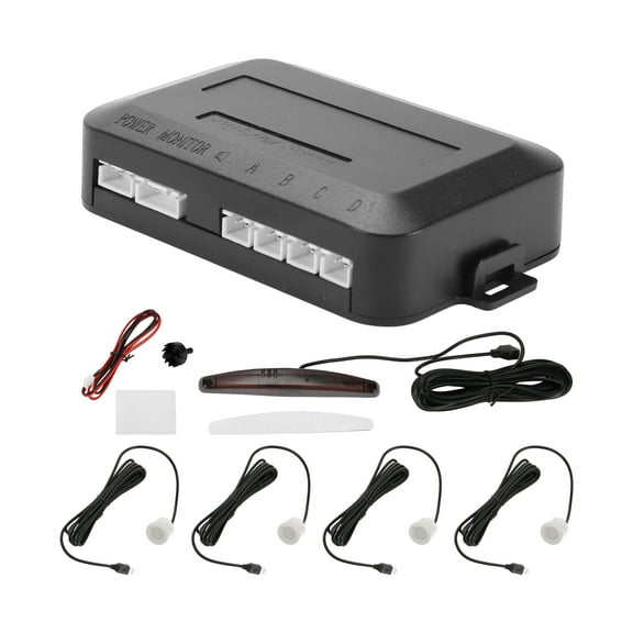 Unique Bargains Car Auto Vehicle Reverse Backup Radar System LED Distance Display Reverse Parking Sensors Distance Detection 4 Parking Sensors White