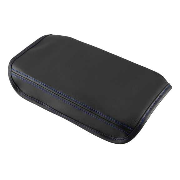 Unique Bargains Car Center Console Armrest Box Cover for Hyundai Tucson NX4 Faux Leather Protector Blue Stitches Black