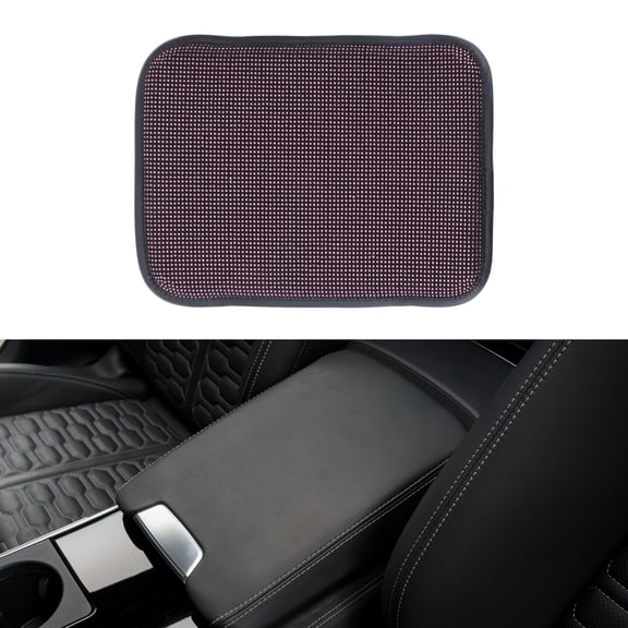 Unique Bargains Car Center Console Cover Car Armrest Cover  11.81"x8.66"x0.39" Pink Flannel Rhinestone